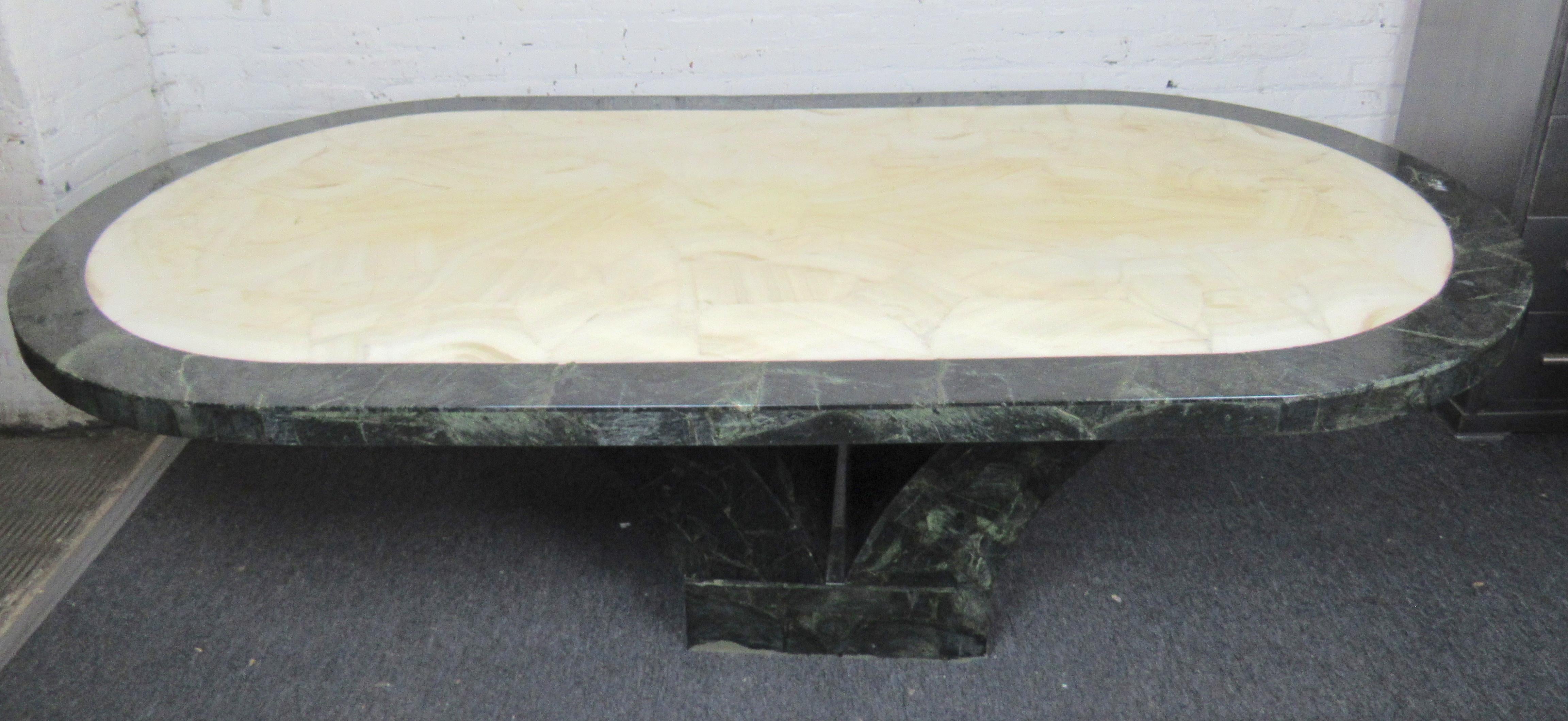 Mid-Century Modern Mid-Century Marble Racetrack Dining Table by Muller's Onix of Mexico For Sale