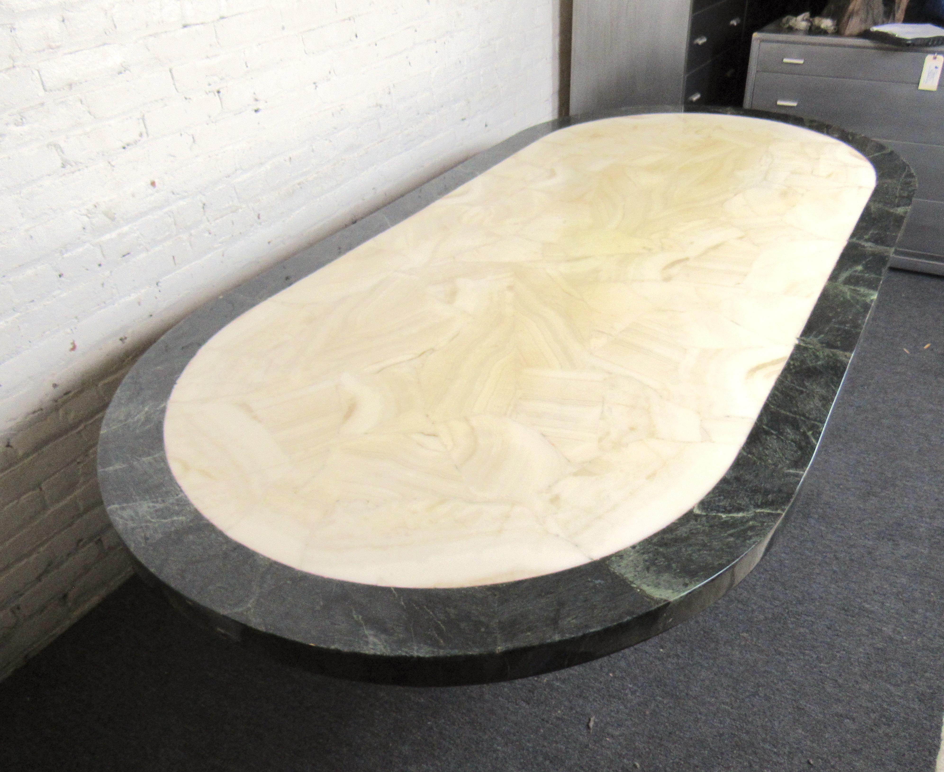 Mexican Mid-Century Marble Racetrack Dining Table by Muller's Onix of Mexico For Sale