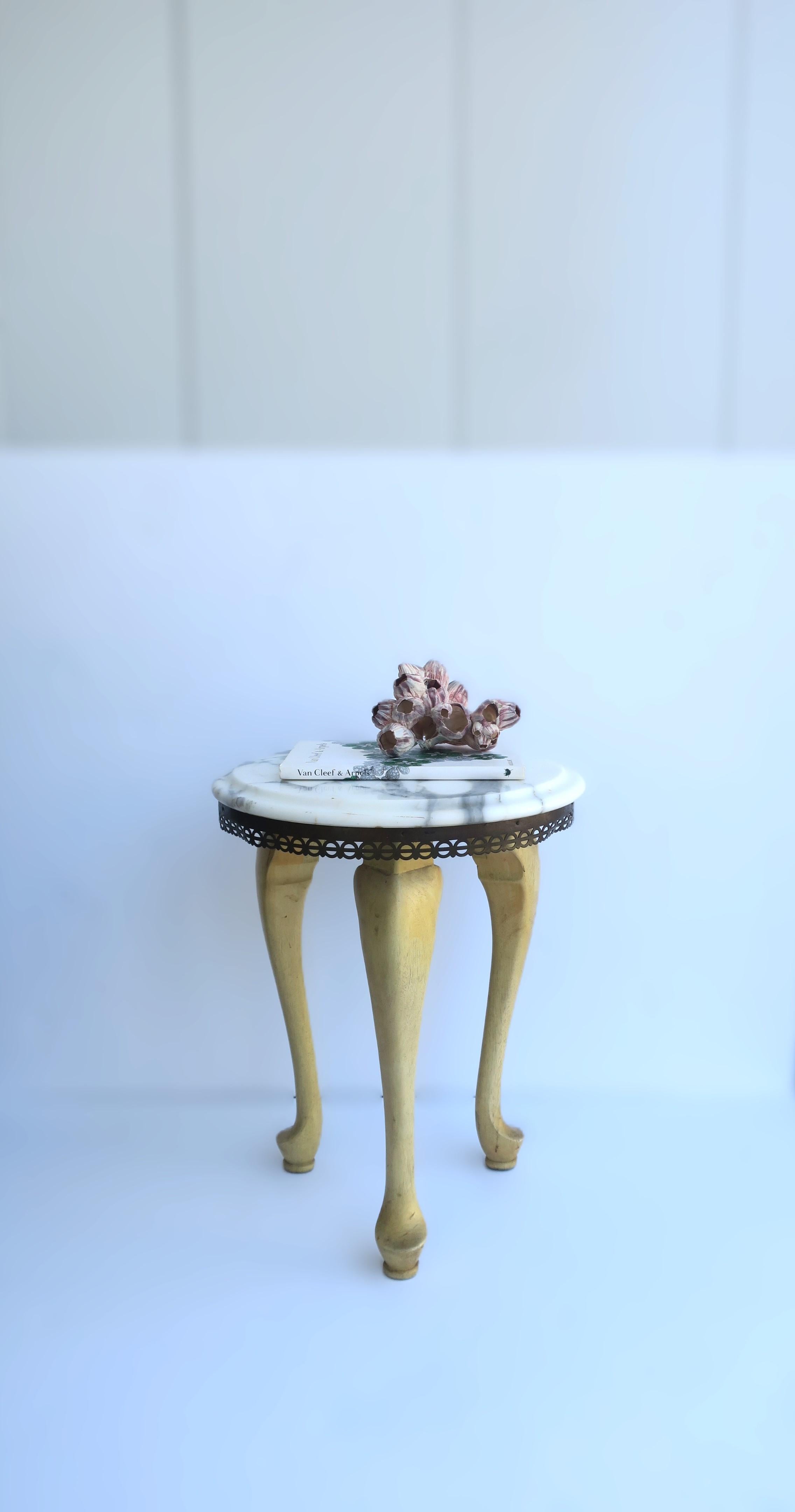 Brass Italian Marble Drinks Table For Sale