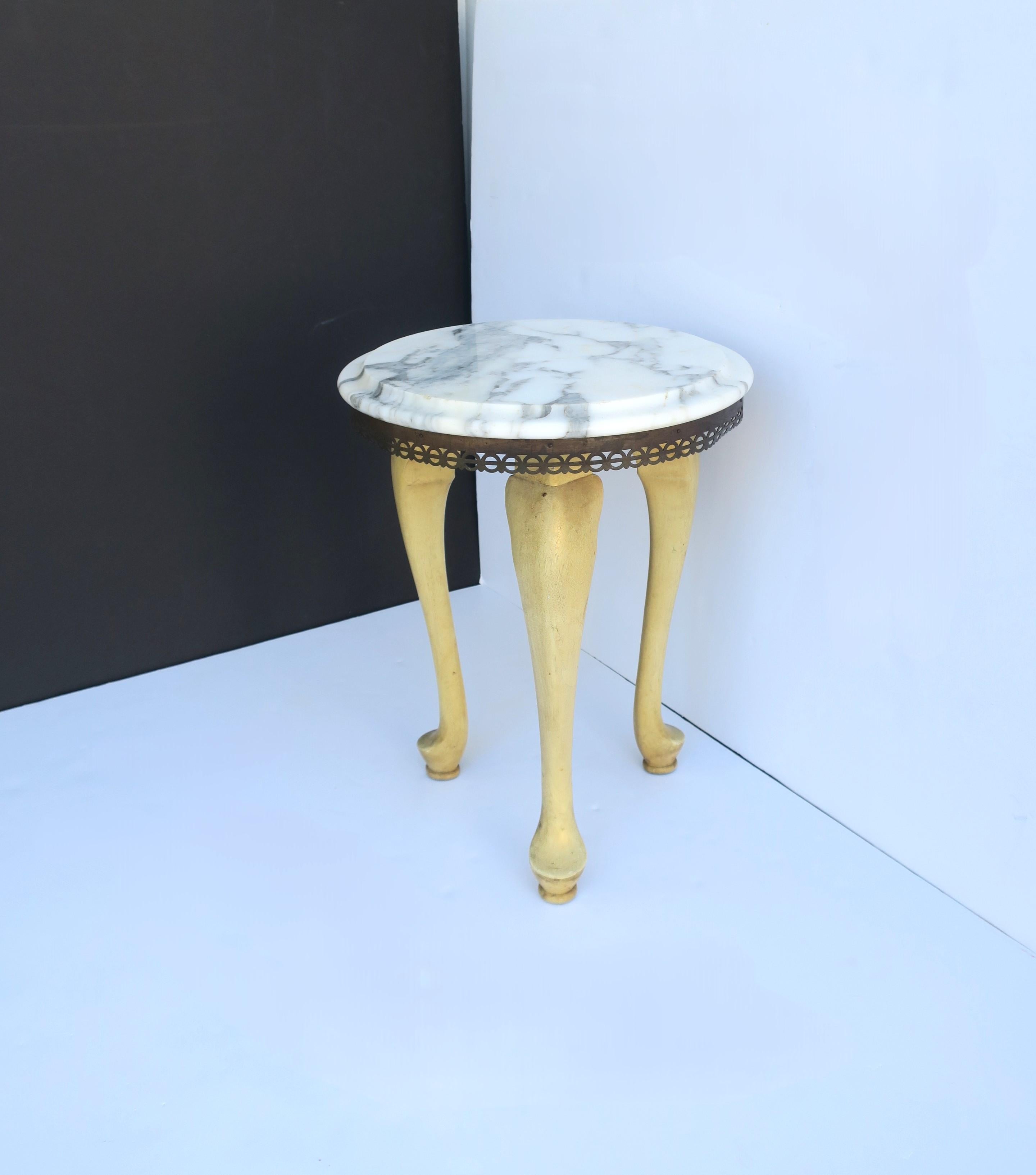 Brass Italian Marble Drinks Table For Sale