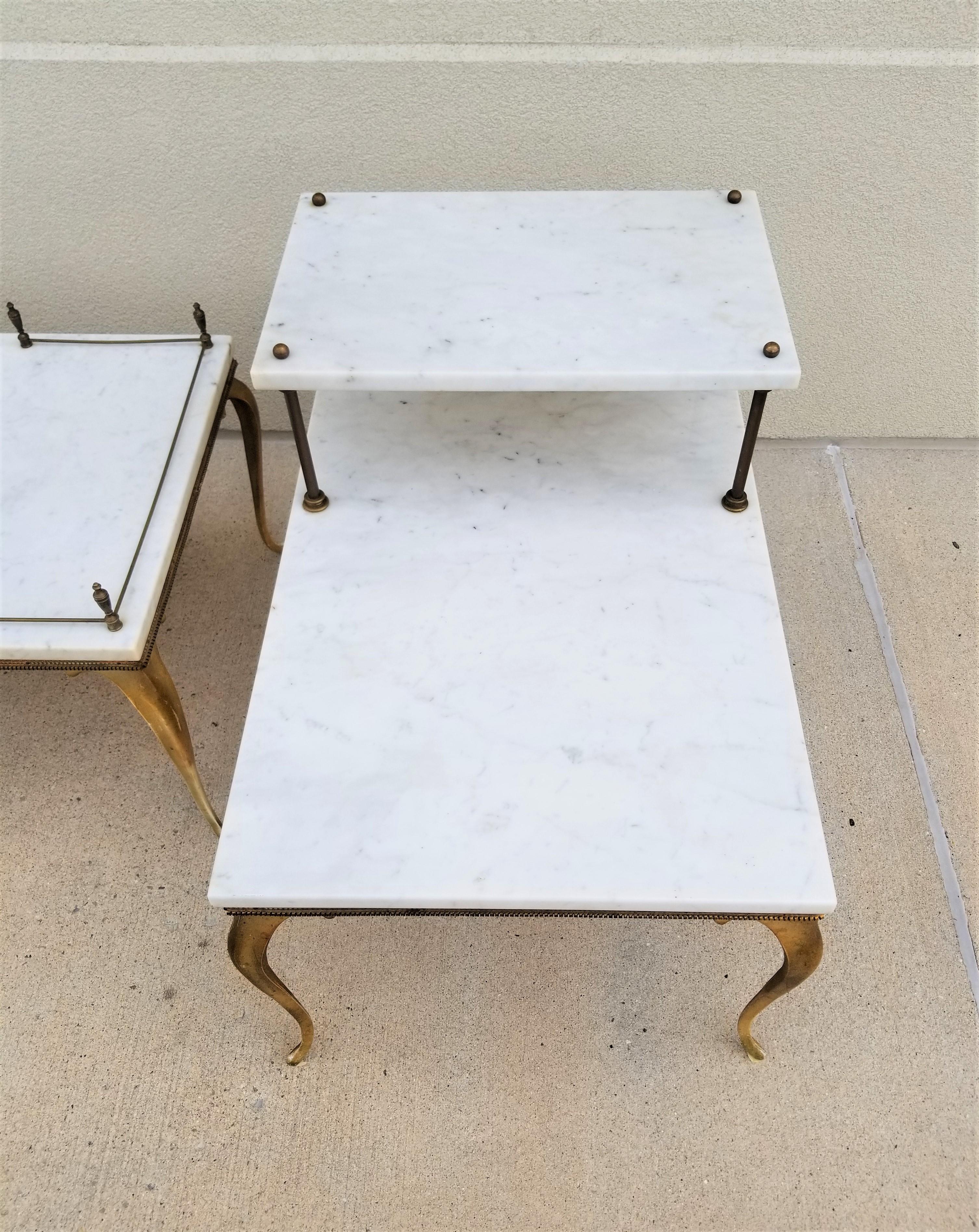Metal Italian Marble End Tables Made in Italy For Sale