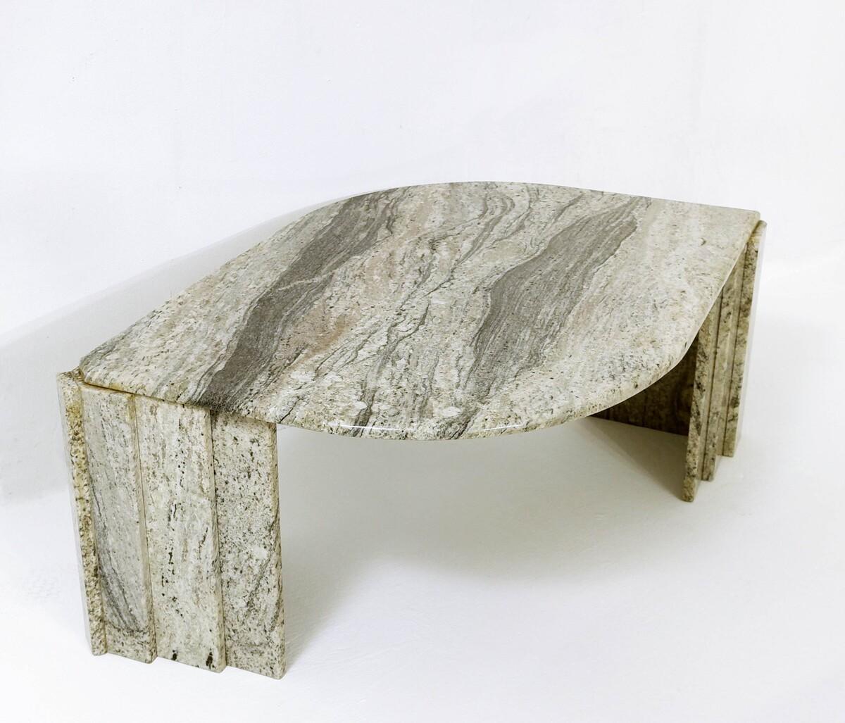 Italian marble eye shaped coffee table, 1970s.
 