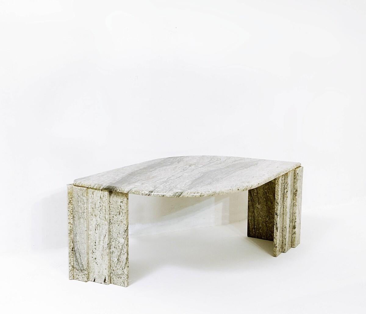 Mid-Century Modern Italian Marble Eye Shaped Coffee Table, 1970s