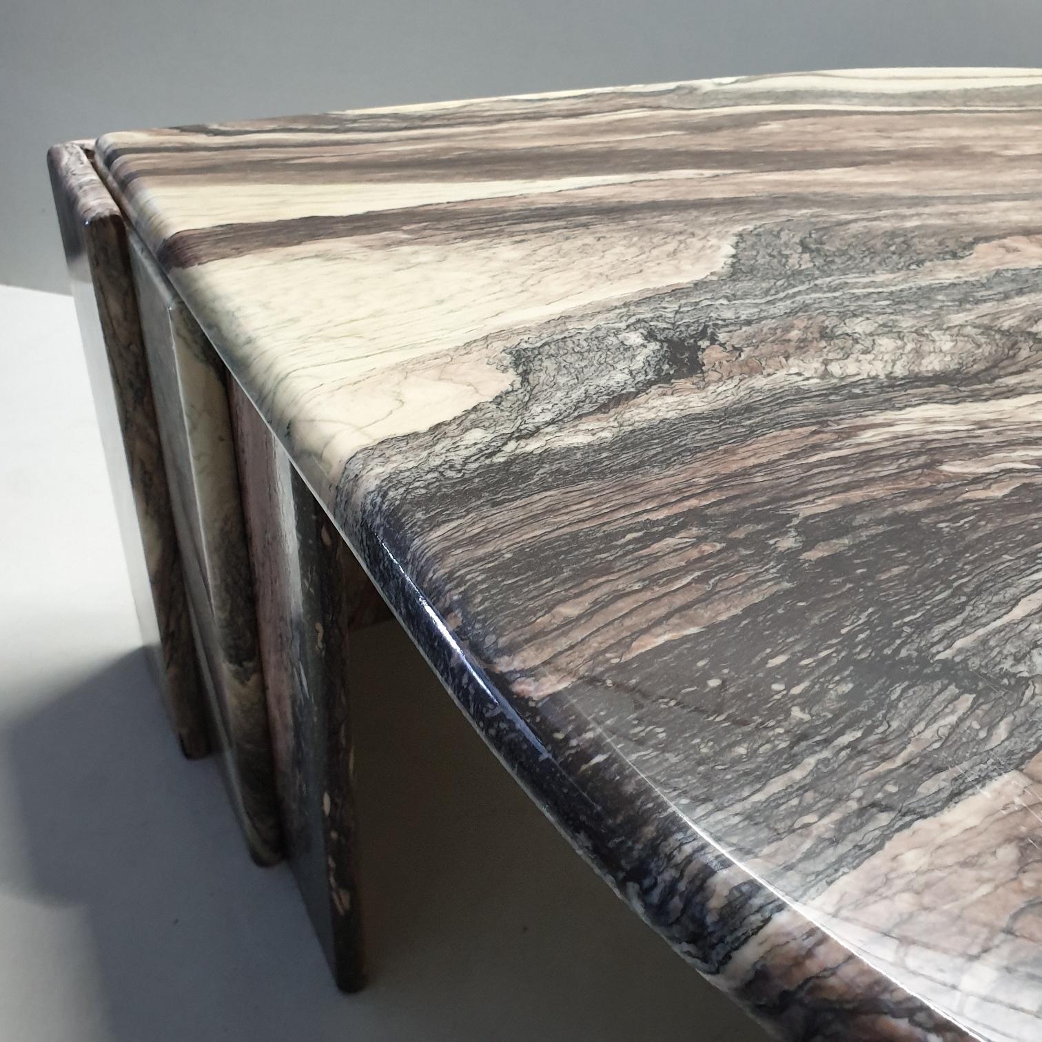 Polished Italian Marble Eye Shaped Coffee Table, 1970s For Sale