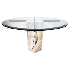 1970s Italian Marble & Glass Dining Table 