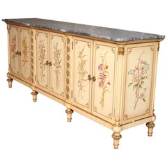 Italian Marble Hand Painted Credenza Sideboard Maple & Co