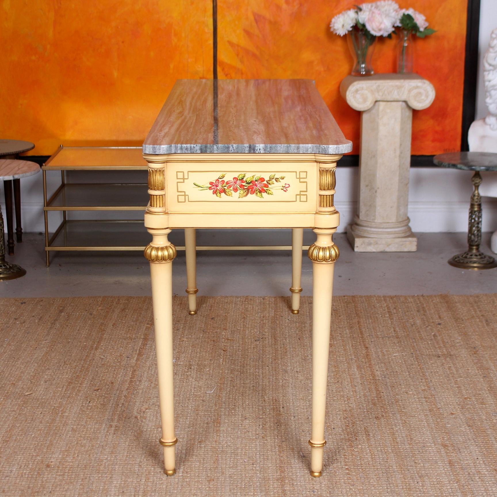 Italian Marble Hand Painted Sideboard or Console Table For Sale 8