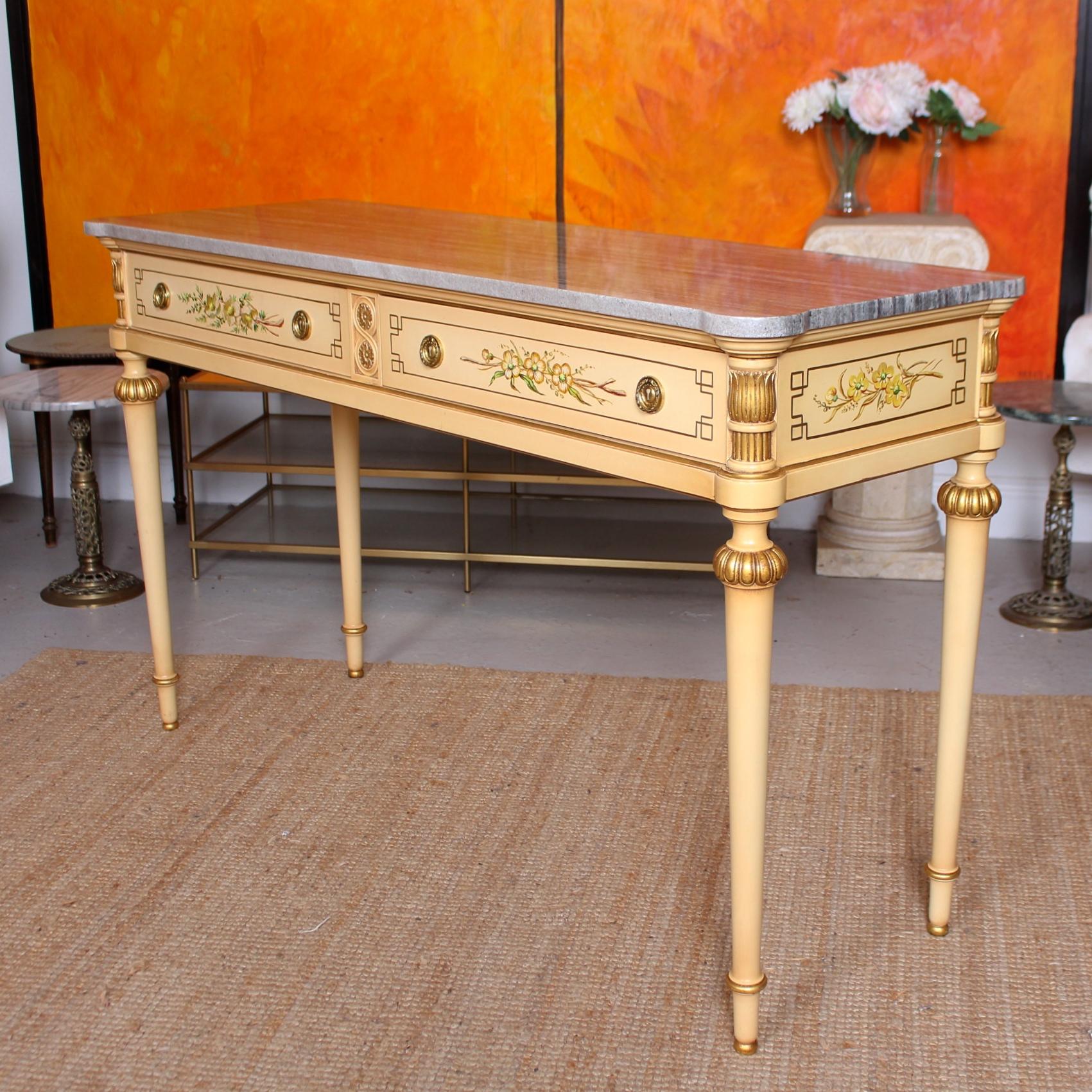 Other Italian Marble Hand Painted Sideboard or Console Table For Sale