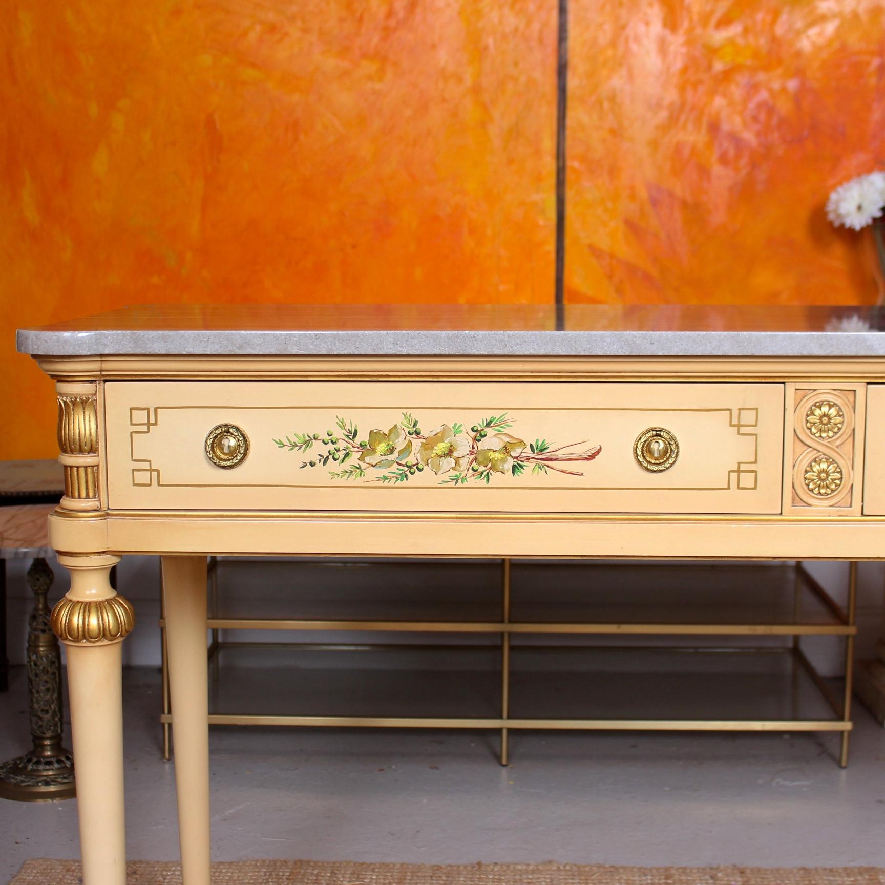 Italian Marble Hand Painted Sideboard or Console Table In Good Condition For Sale In Newcastle upon Tyne, GB