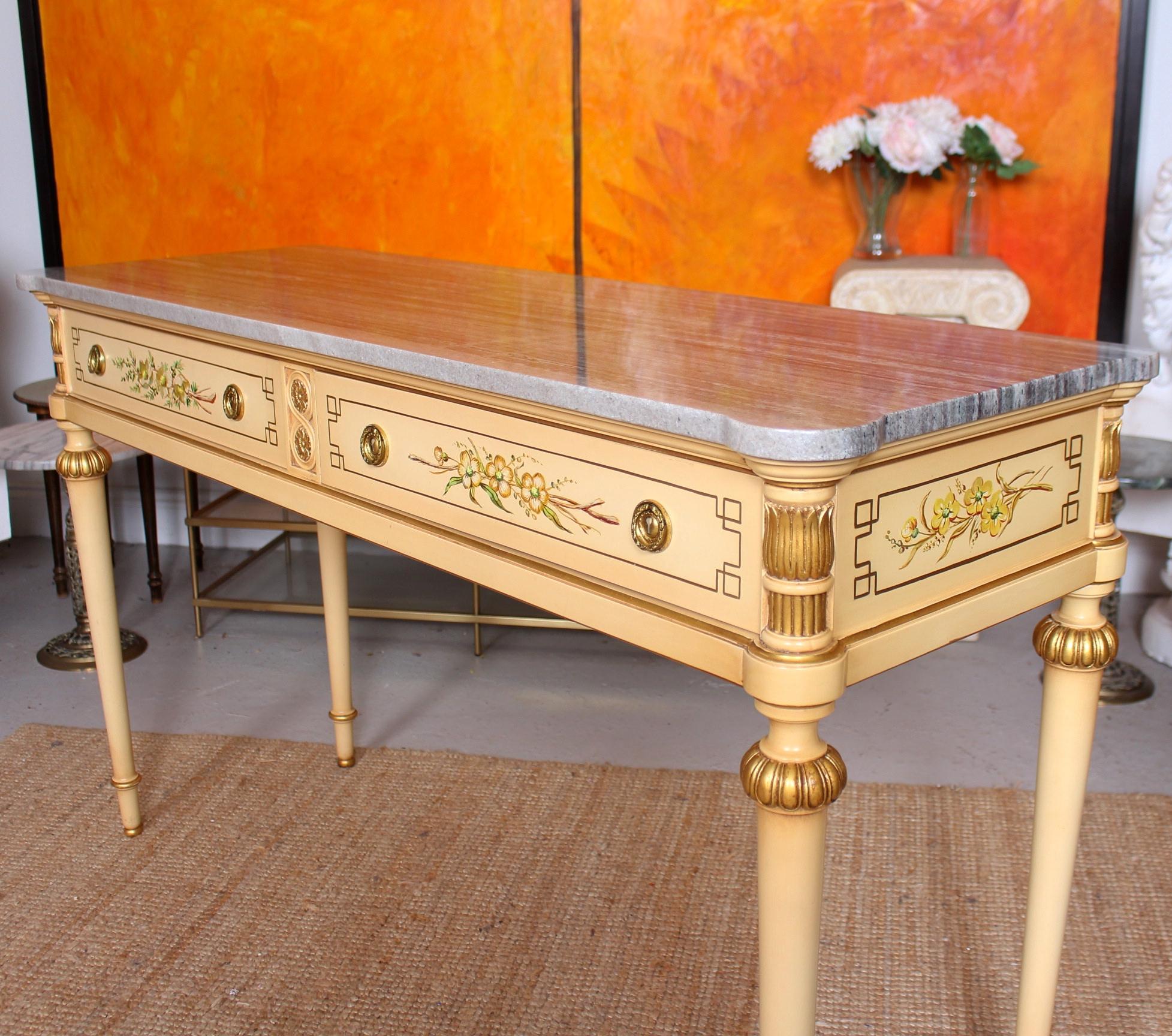 Italian Marble Hand Painted Sideboard or Console Table For Sale 2