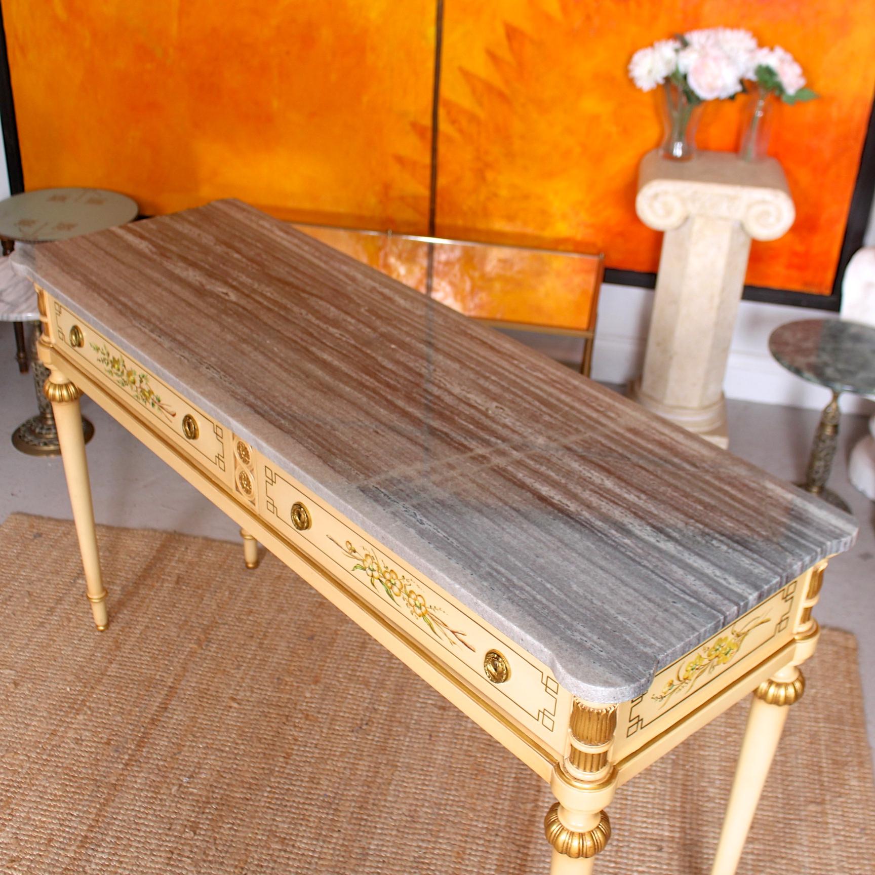 Italian Marble Hand Painted Sideboard or Console Table For Sale 3