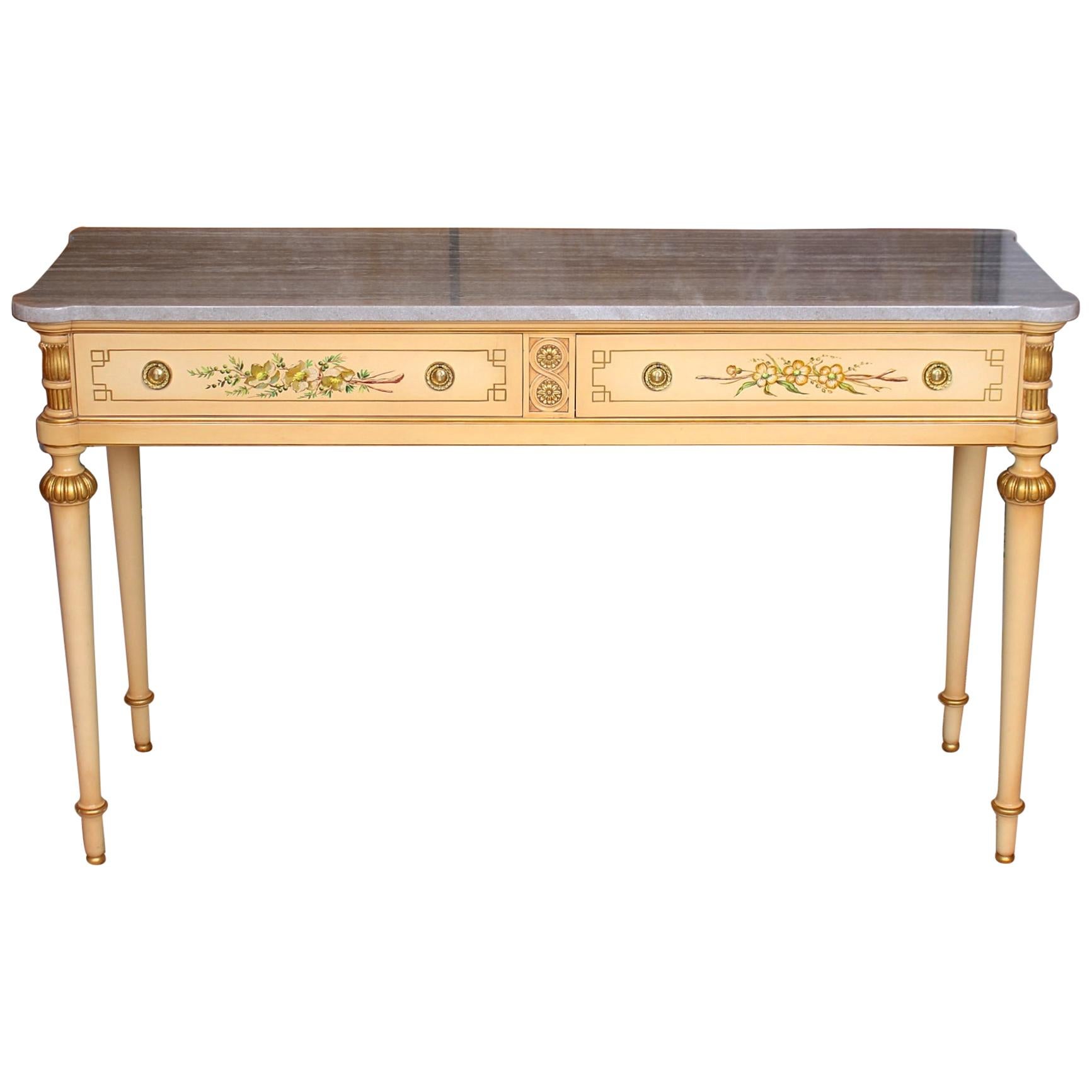 Italian Marble Hand Painted Sideboard or Console Table For Sale