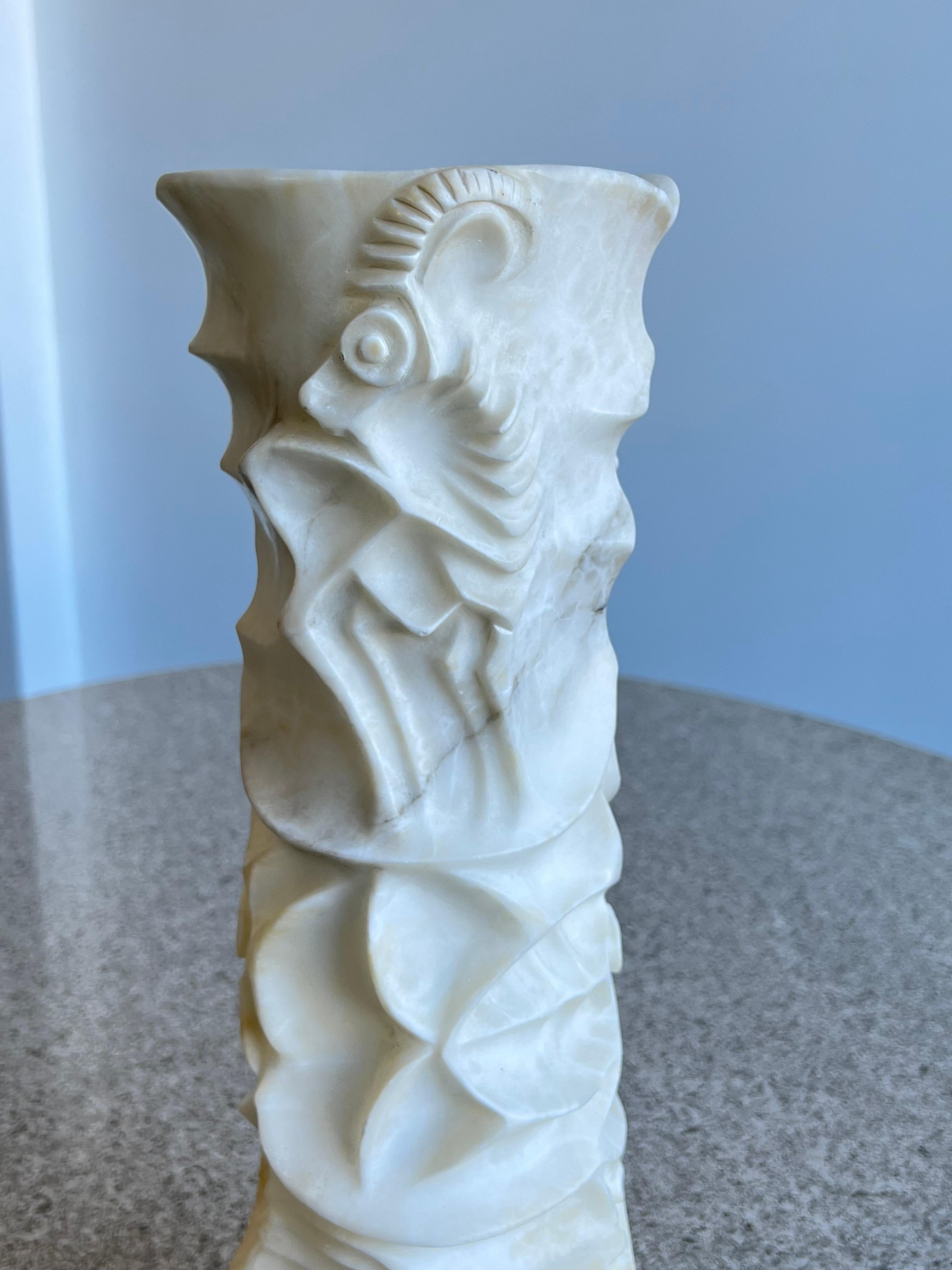 Hand-Carved Italian Marble Large Carved Vase For Sale