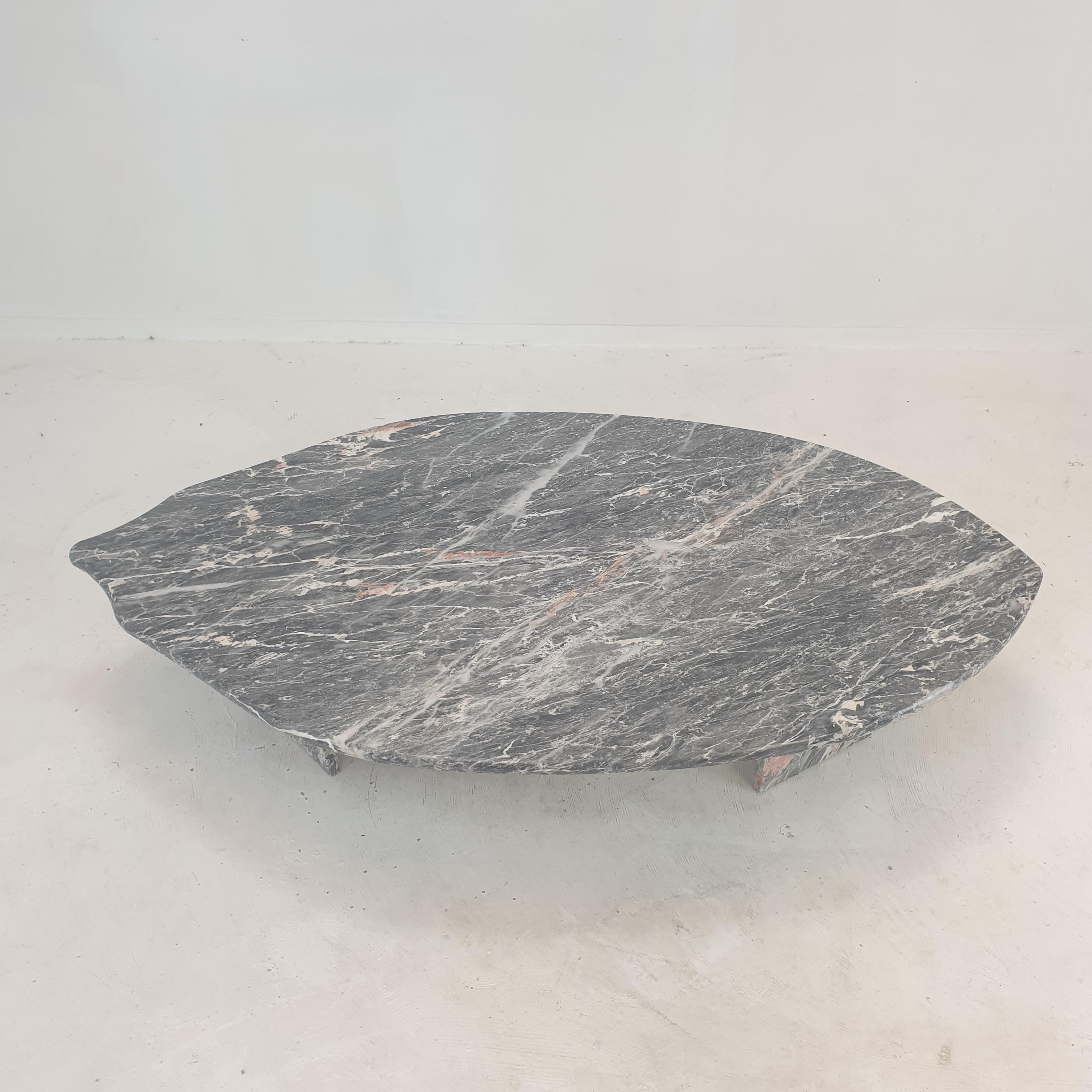 Hand-Crafted Italian Marble Leaf Shape Coffee Table, 1980's For Sale