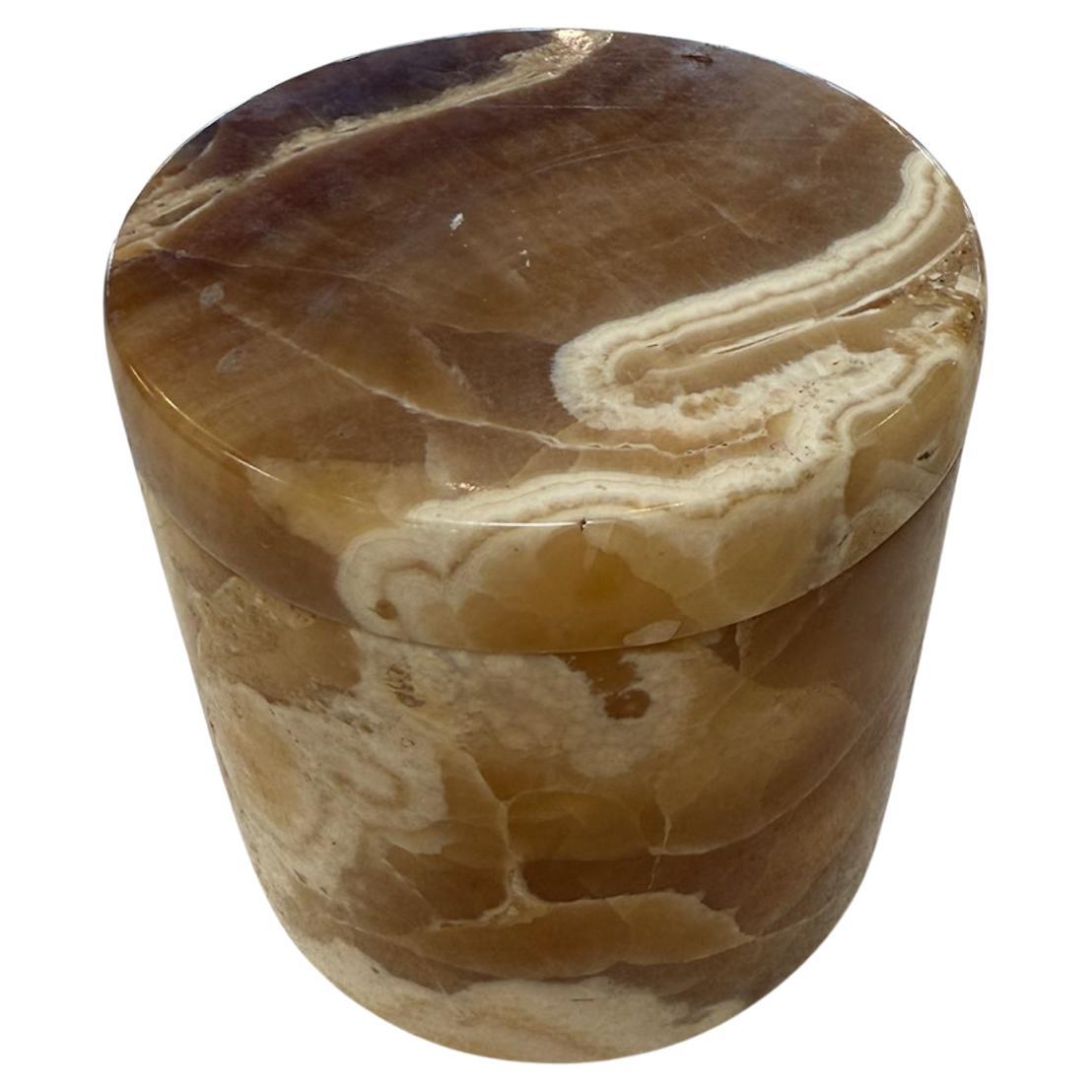 Italian Marble Lidded Box in Honey and Cream Tones, 1970s