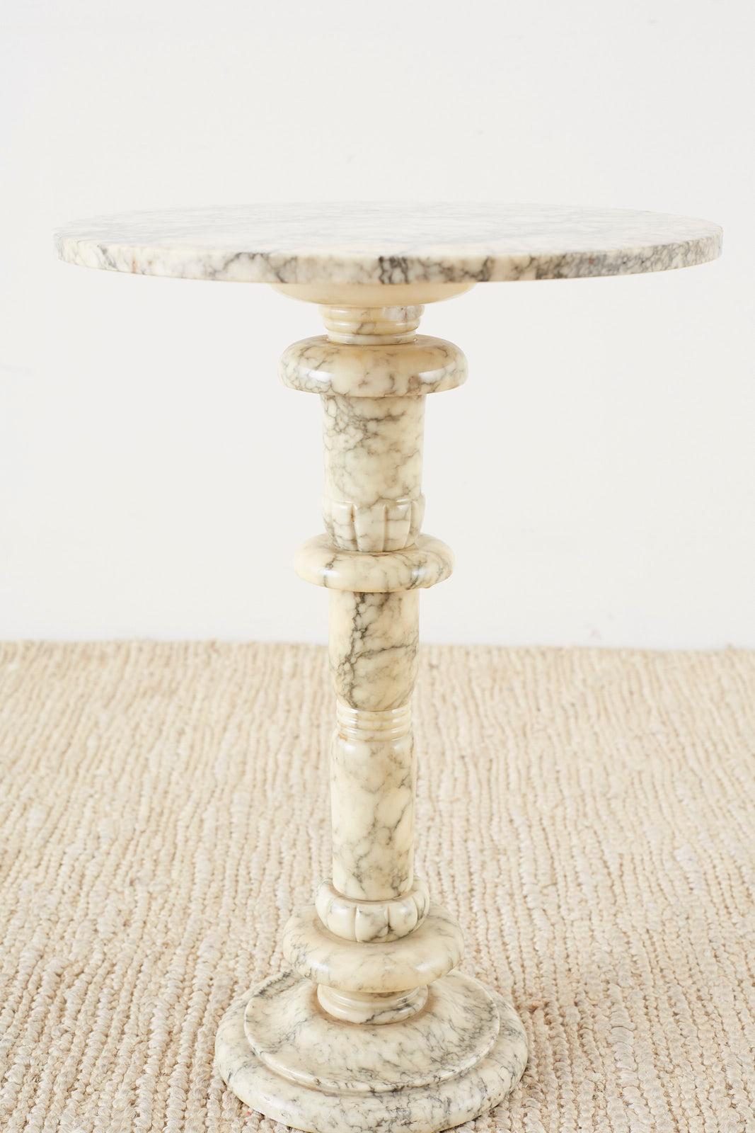 Hand-Crafted Italian Marble Neoclassical Pedestal Drink Table