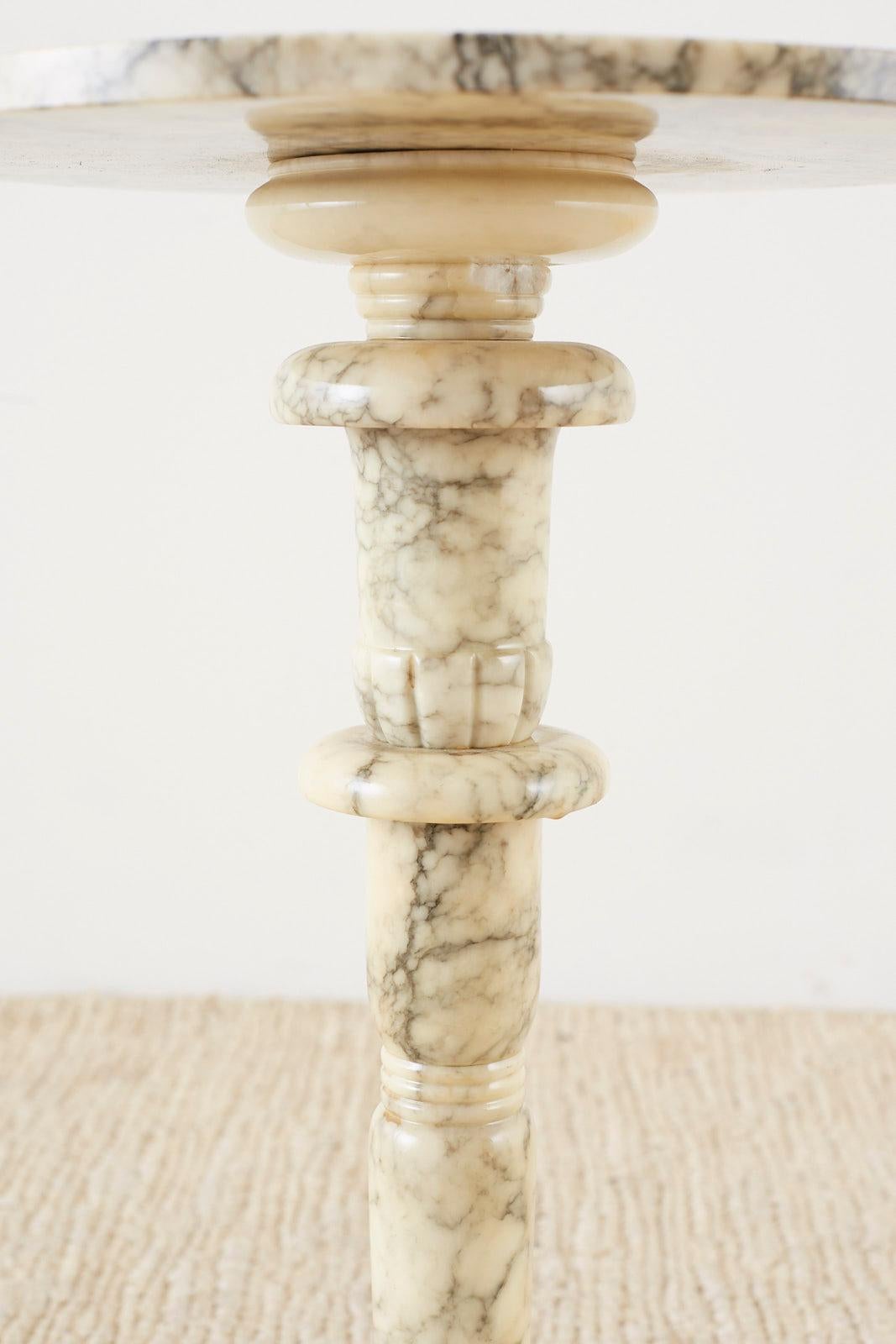 Italian Marble Neoclassical Pedestal Drink Table In Good Condition In Rio Vista, CA