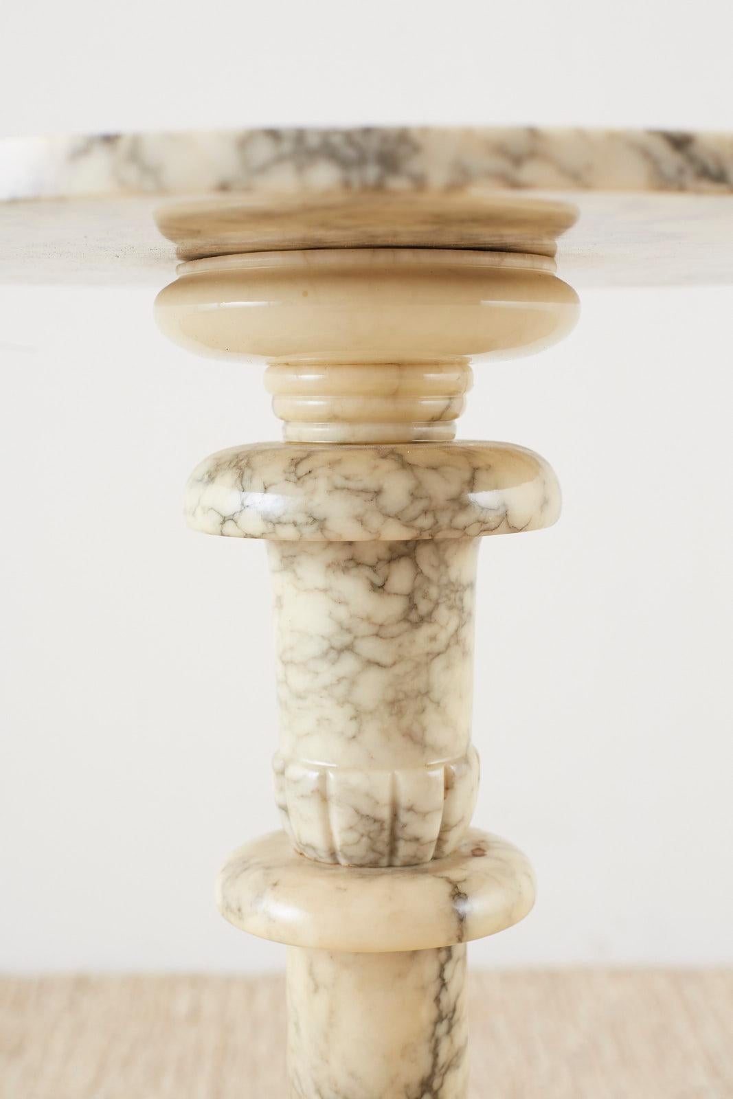 Italian Marble Neoclassical Pedestal Drink Table 1