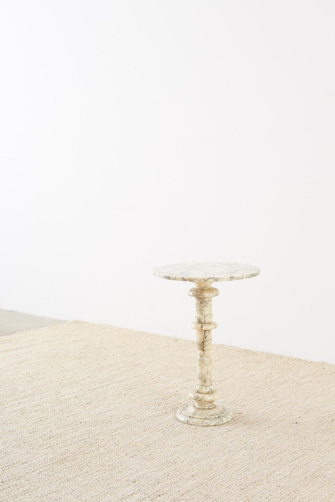 Italian Marble Neoclassical Pedestal Drink Table 2