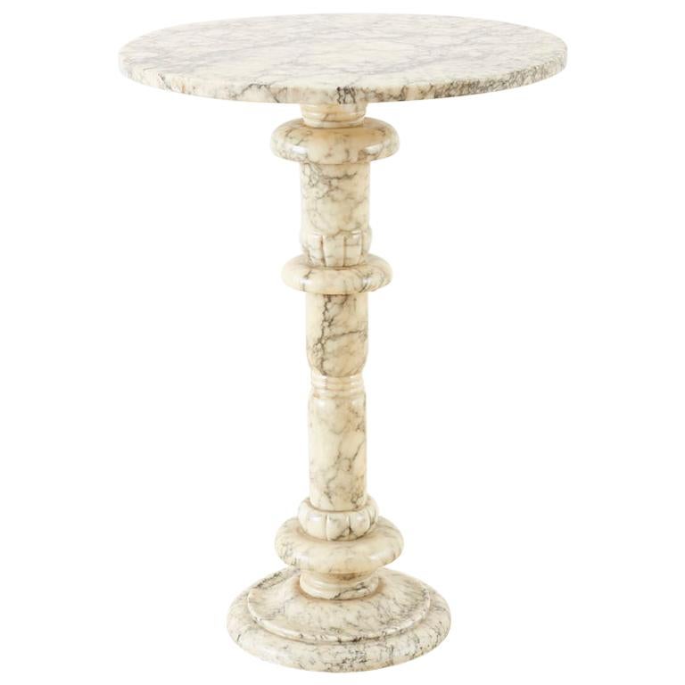Italian Marble Neoclassical Pedestal Drink Table
