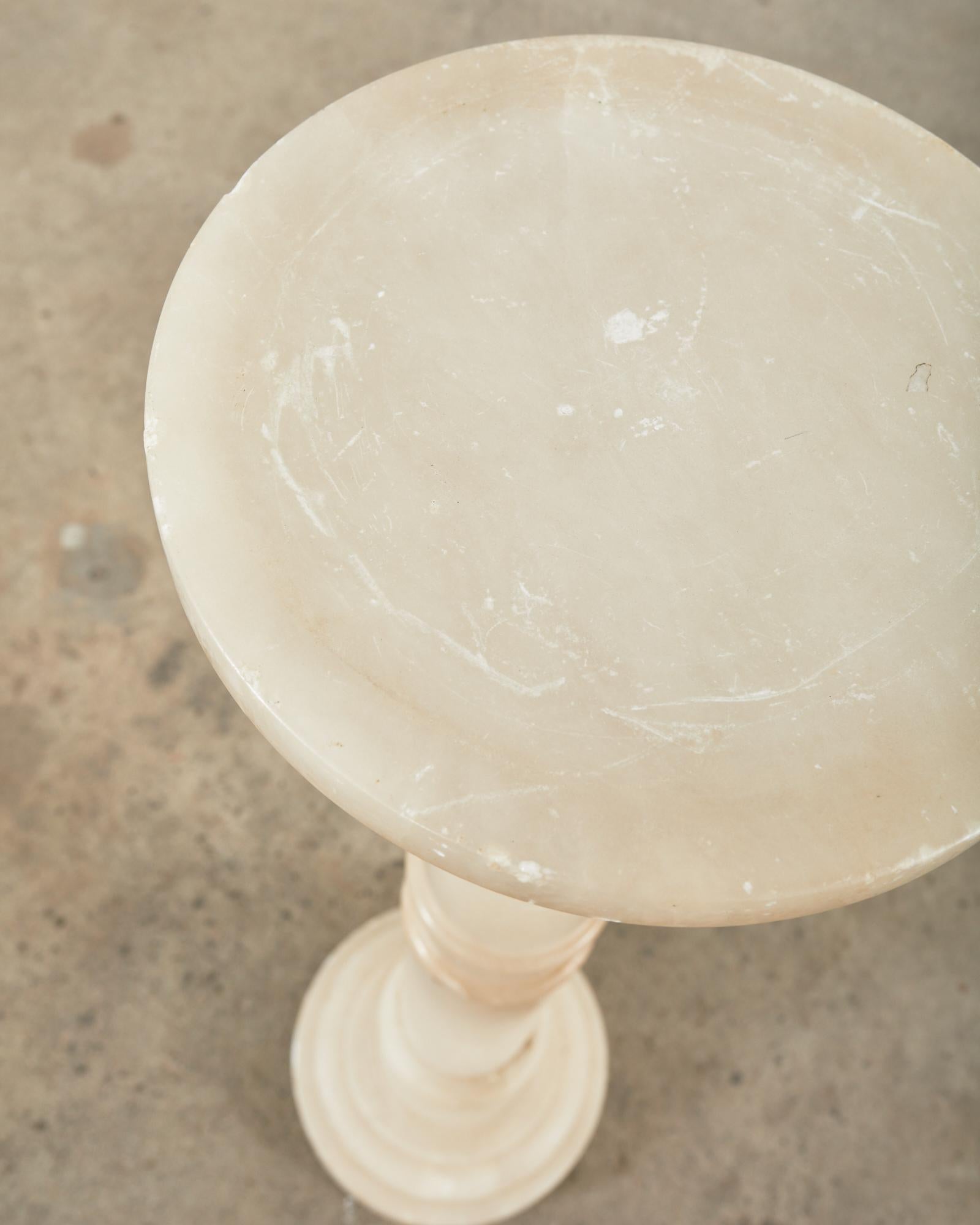 Italian Neoclassical Alabaster Pedestal Plant Stand or Drinks Table For Sale 6