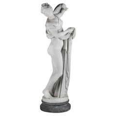 Italian  Marble Nude Figure Statue On A Grey Marble Base