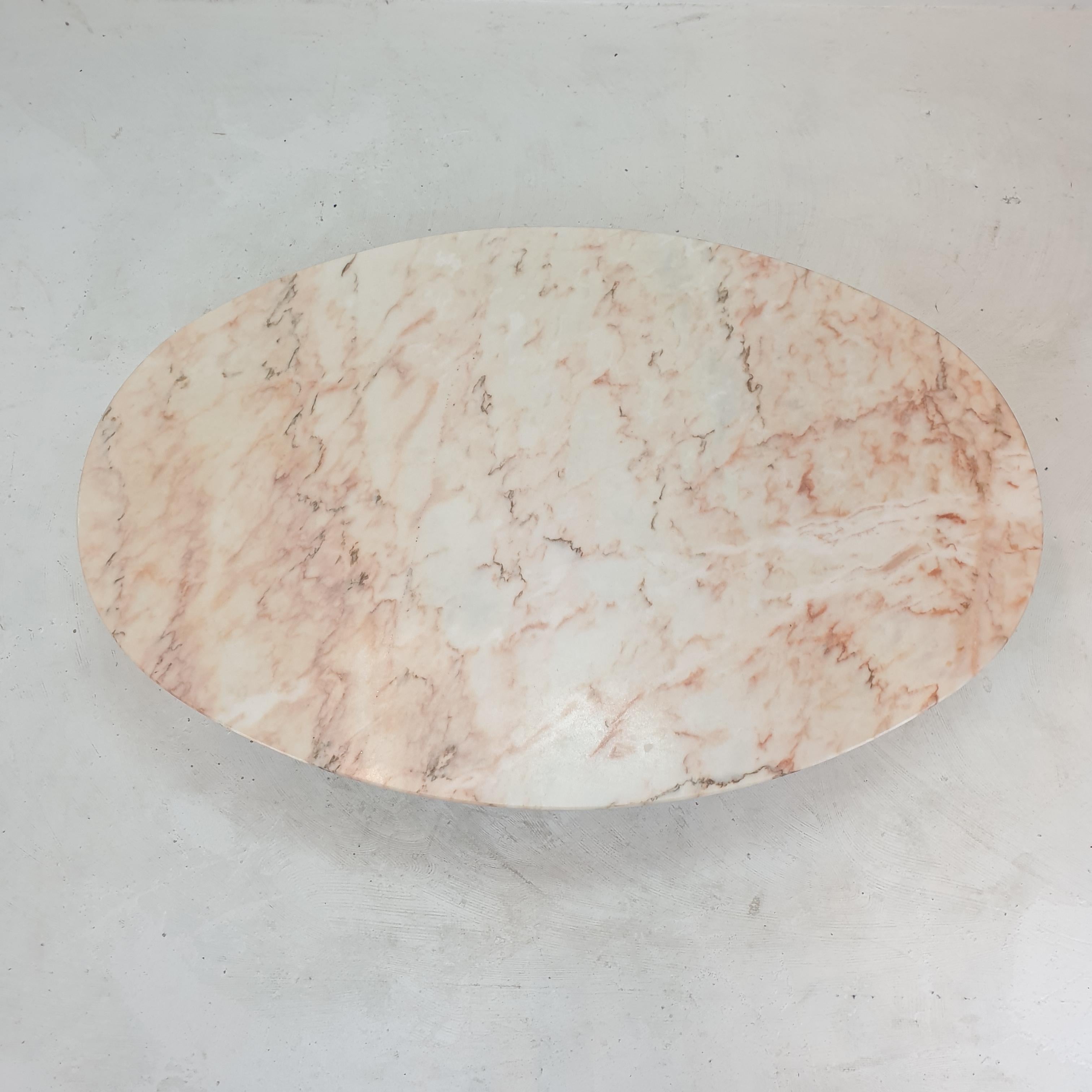 Italian Marble Oval Coffee Table, 1970's For Sale 3