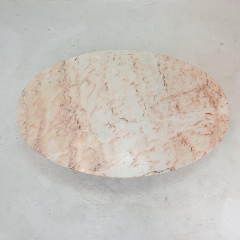 Italian Marble Oval Coffee Table, 1970's For Sale at 1stDibs