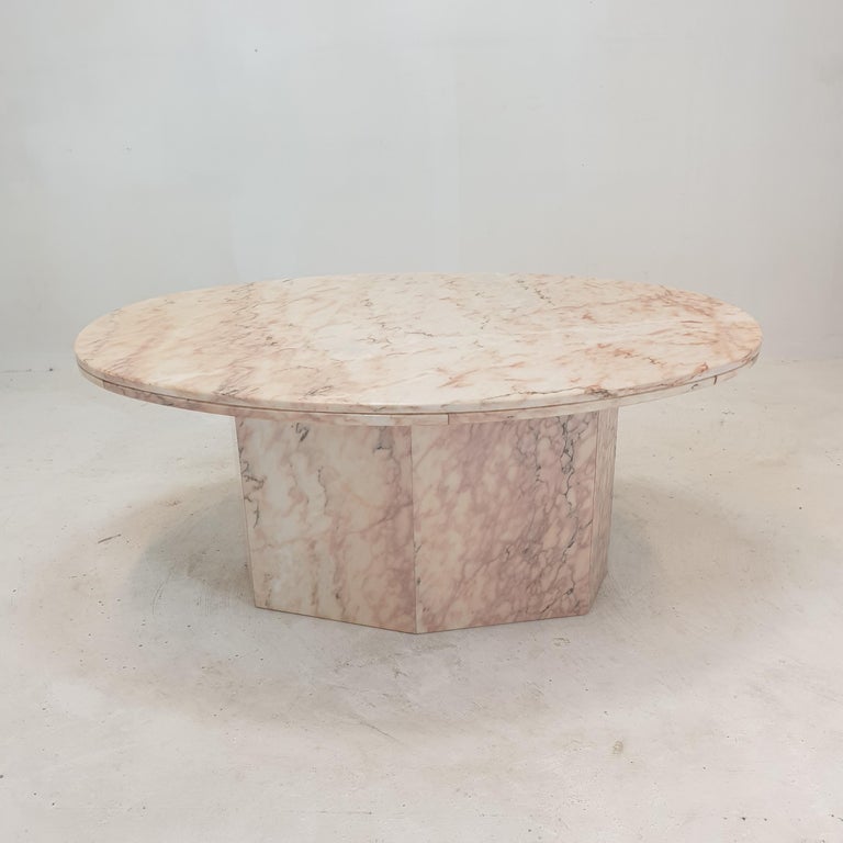 Italian Marble Oval Coffee Table, 1970's For Sale at 1stDibs