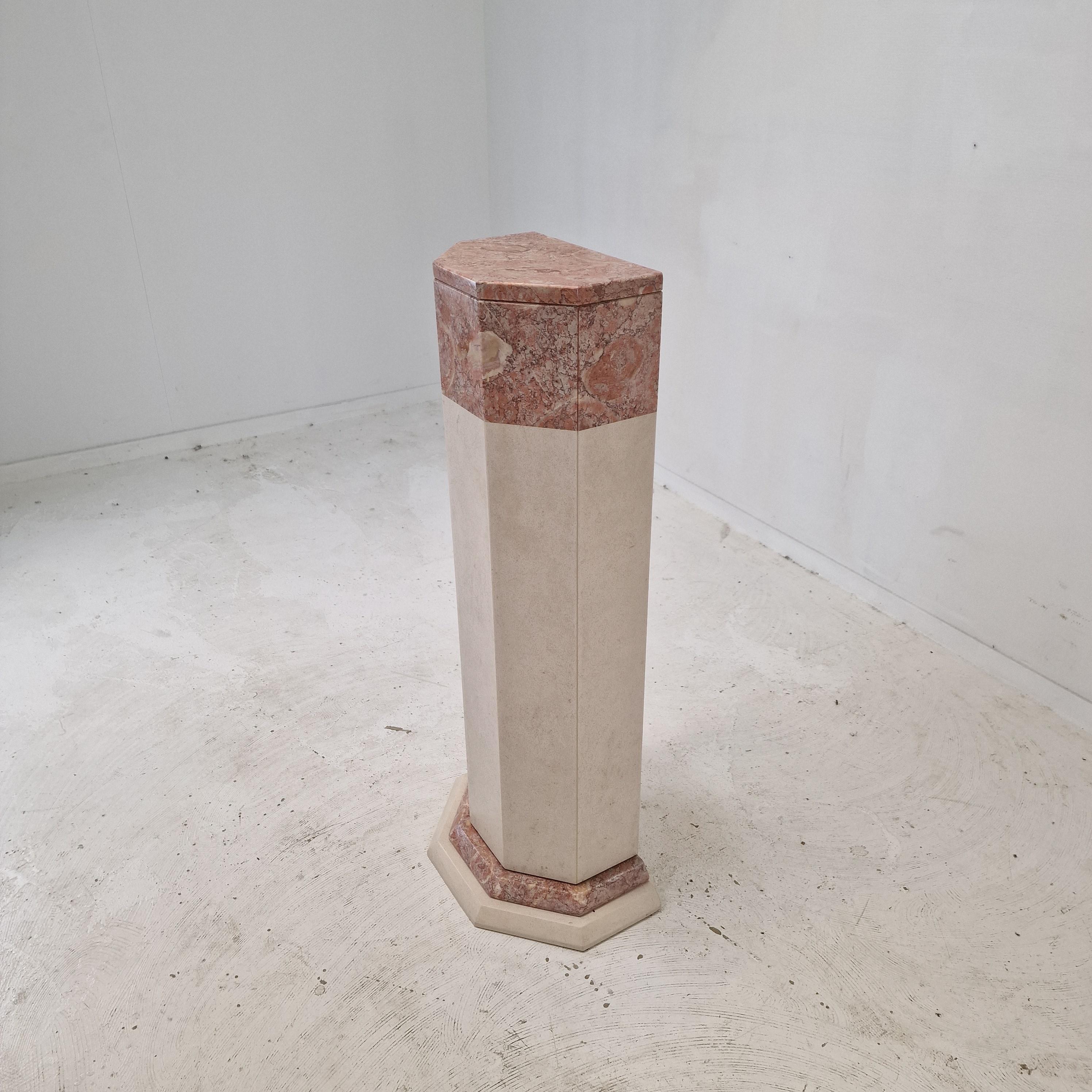 Hand-Crafted Italian Marble Pedestal, 1980s For Sale