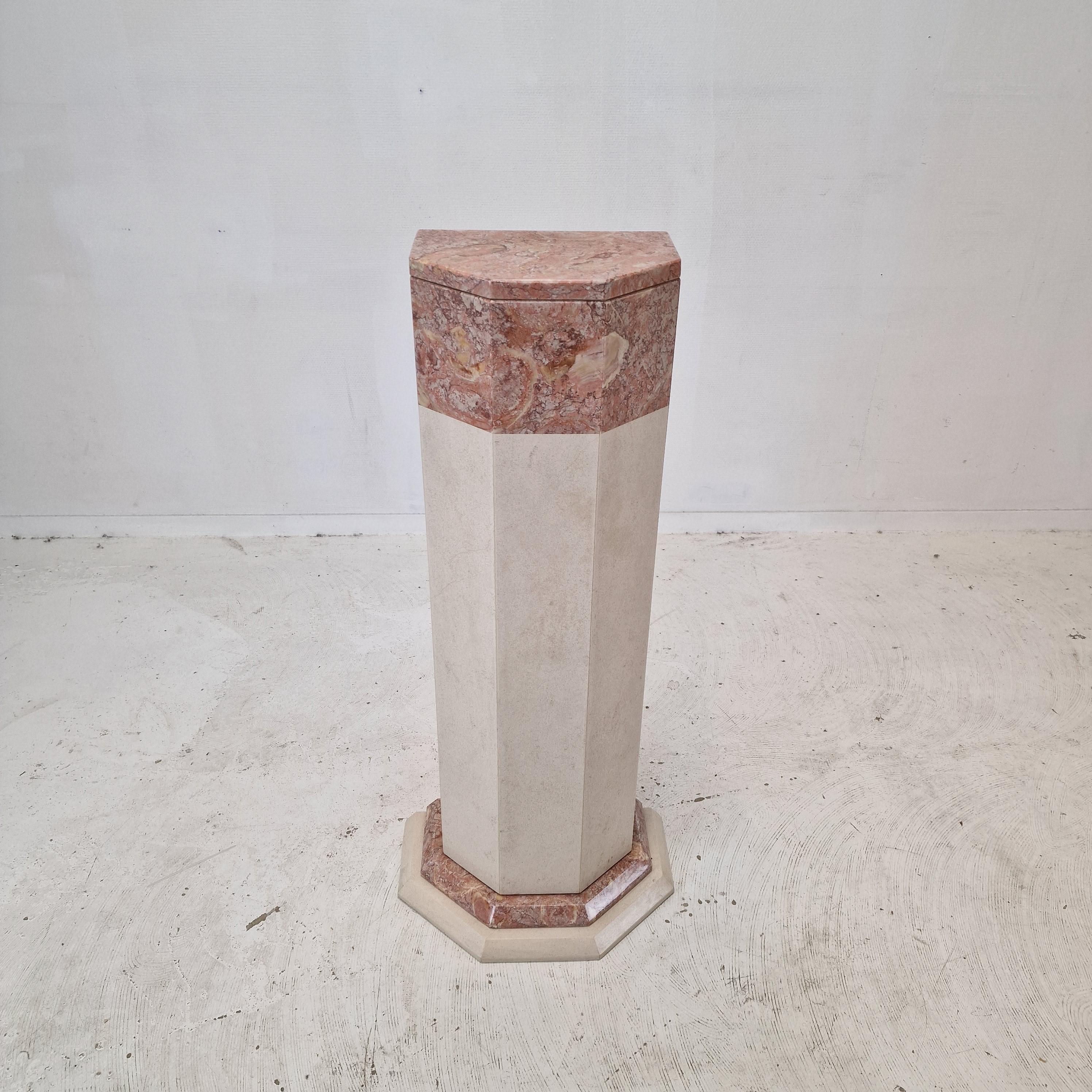 Late 20th Century Italian Marble Pedestal, 1980s For Sale