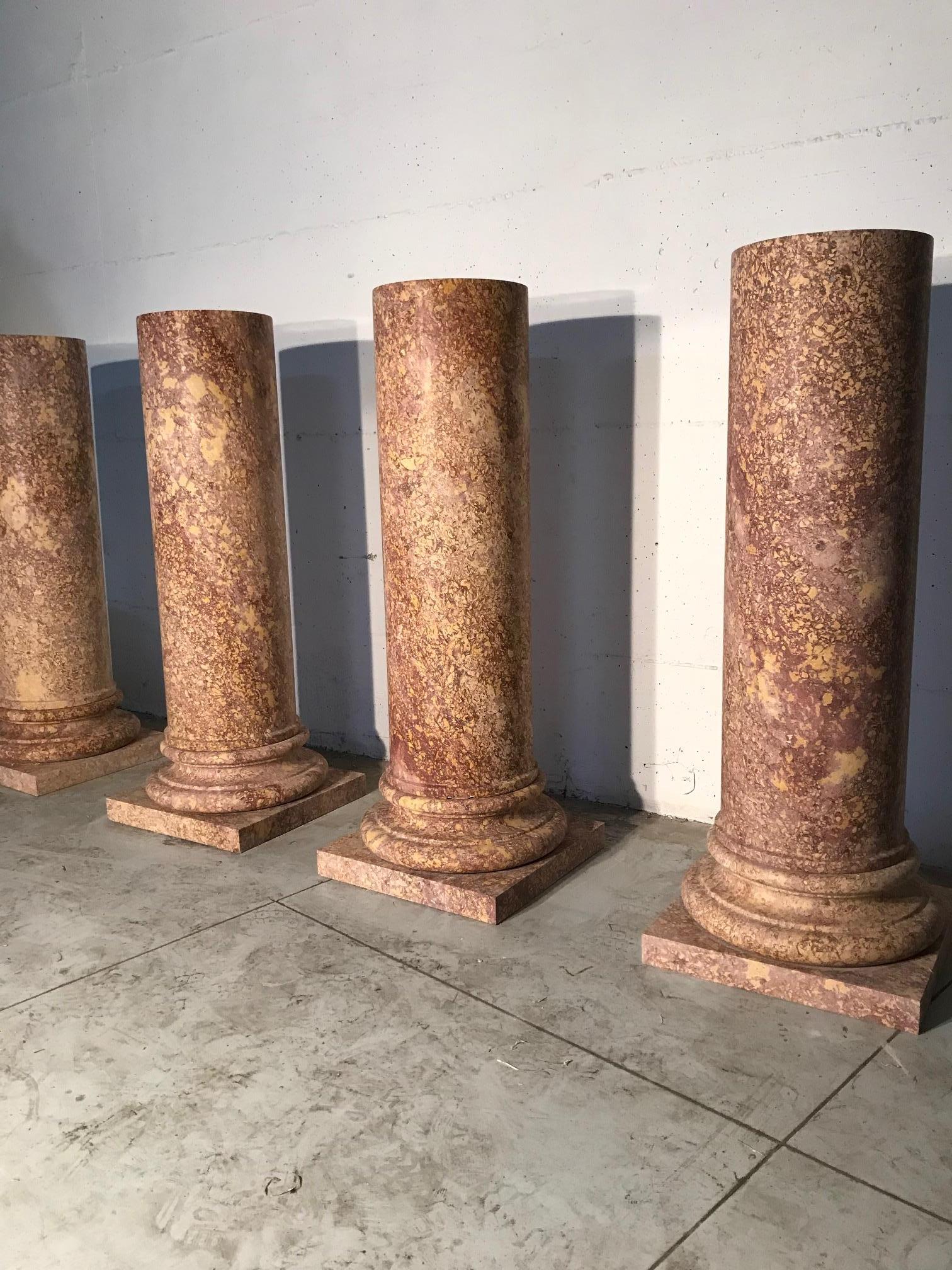 Italian Marble Pedestal Classical Roman Style in Broccatello Specimen Marble For Sale 3