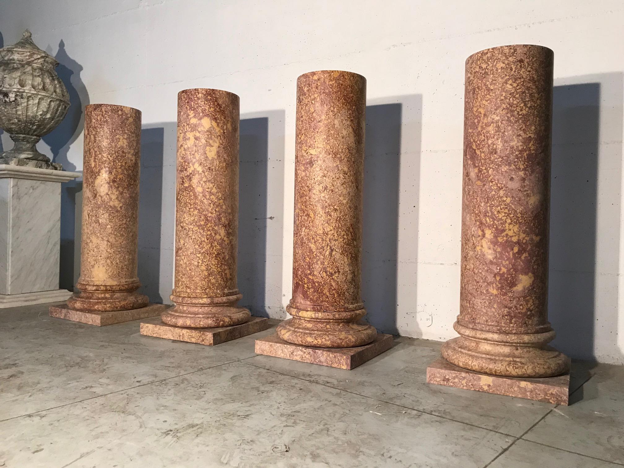 Italian Marble Pedestal Classical Roman Style in Broccatello Specimen Marble For Sale 5