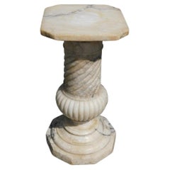 Italian Marble Pedestal with a Fluted & Spiral Column on Octagonal Base C. 1840
