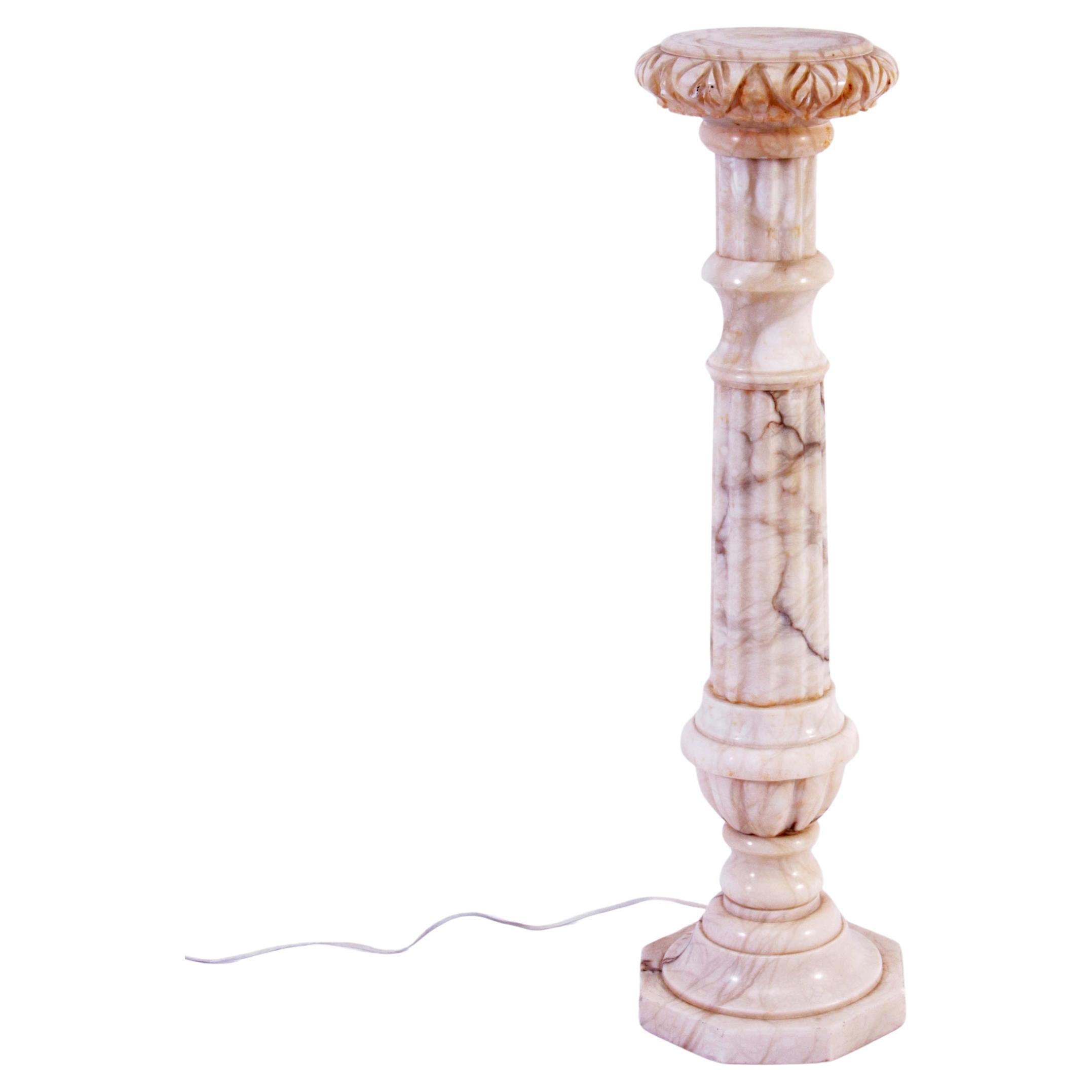 Schöne italienische Marmorsäule mit Beleuchtung 1950er Jahre