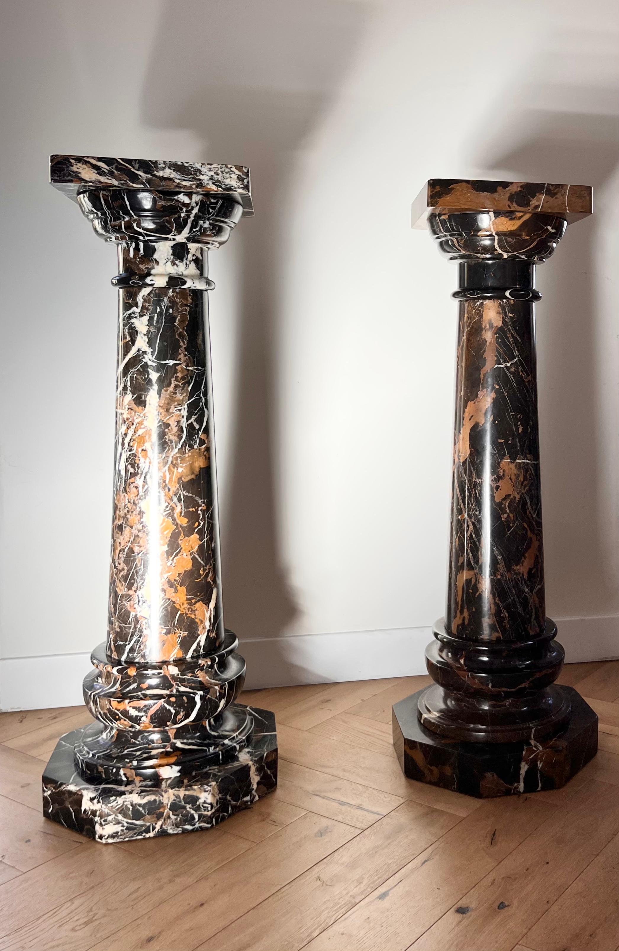 Monumental Italian Marble Pedestals, Pair, Late 20th Century In Good Condition In View Park, CA
