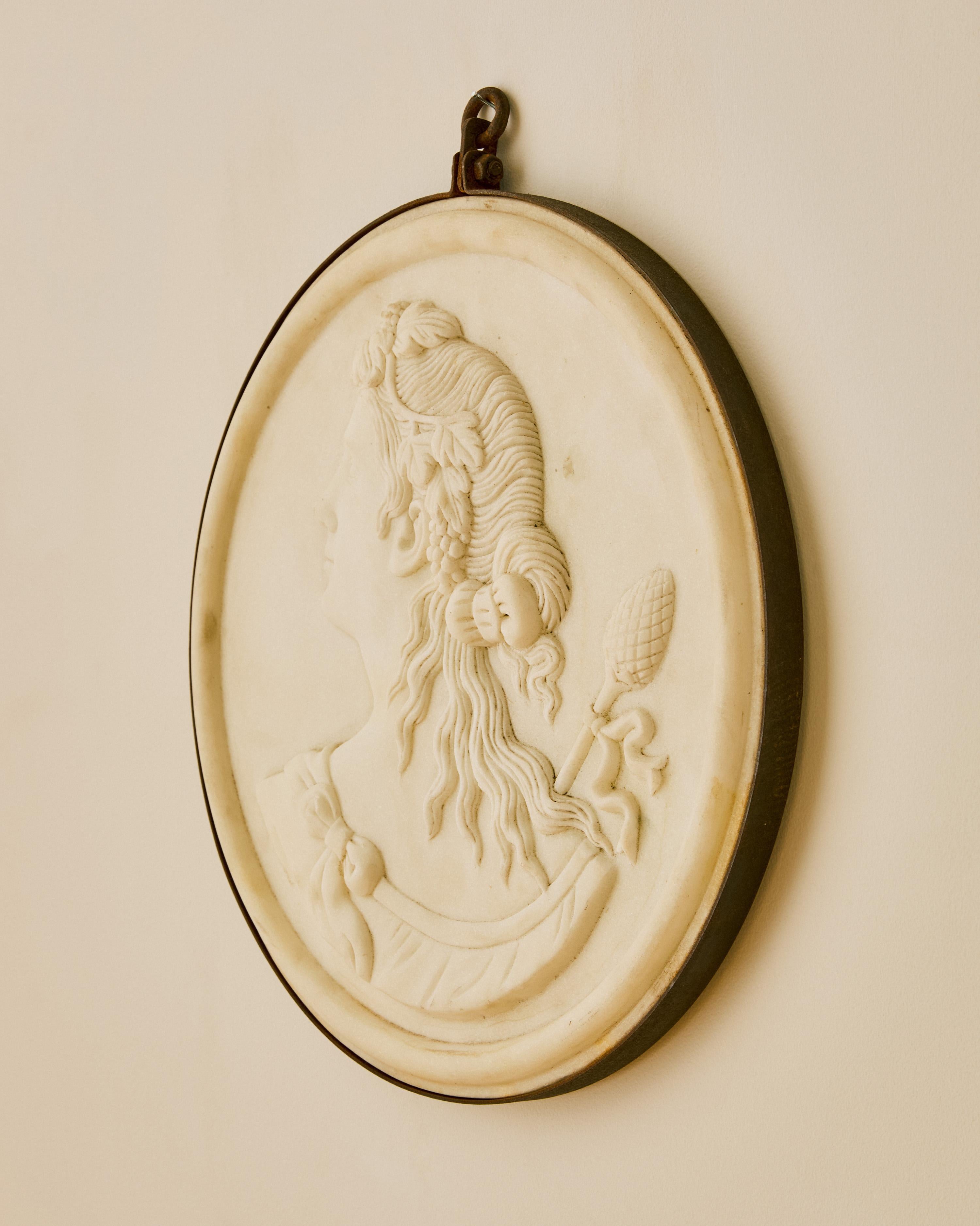 Iron Italian Marble Plaque Relief For Sale