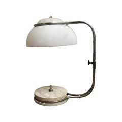 Italian Marble, Plexiglass and Chromed Steel Table Lamp, 1970s
