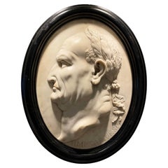 Placca in marmo italiano con profilo dell'imperatore romano Cesare Vespasiano, fine del XVIII sec.