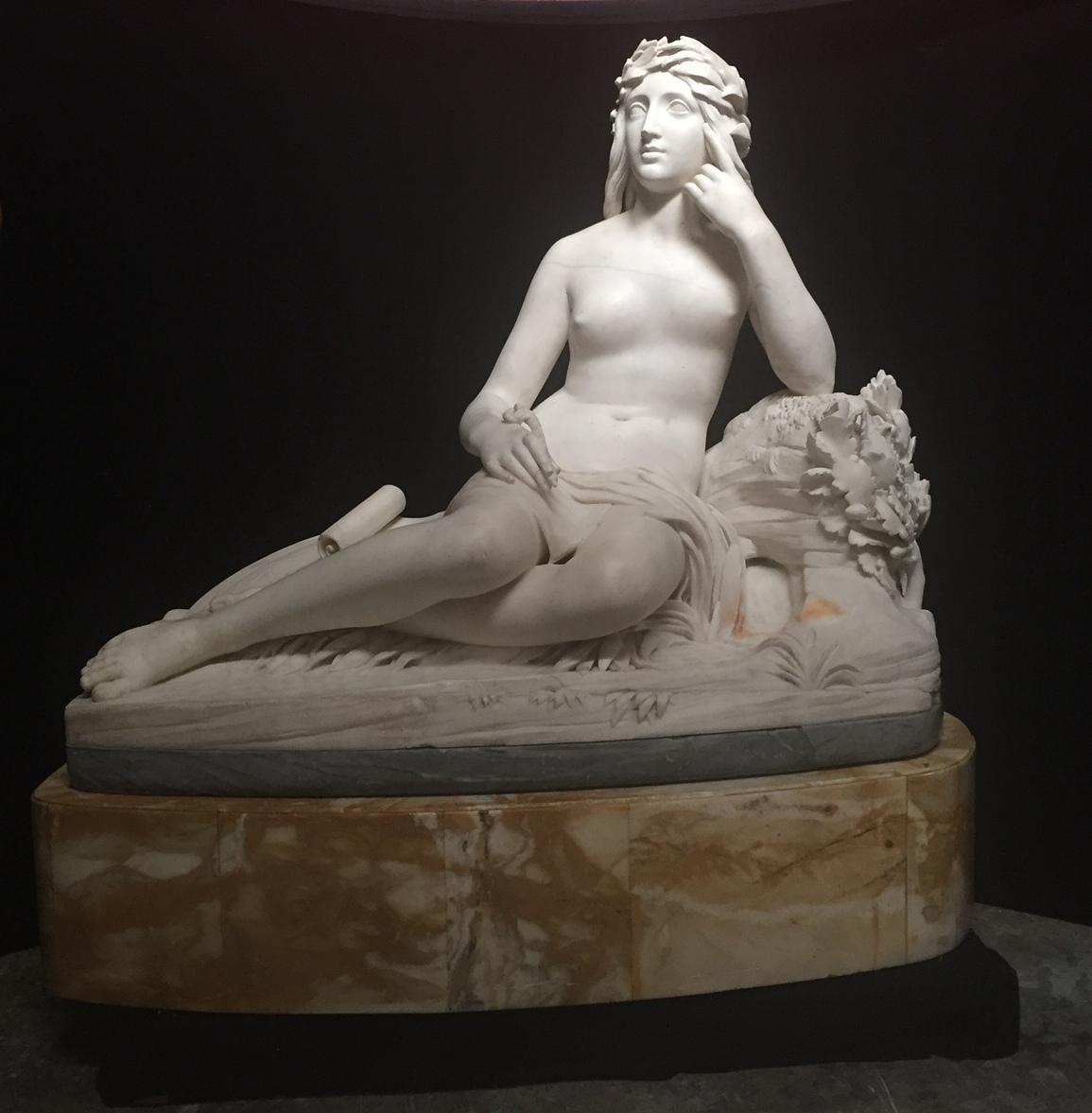 Italian Marble Reclining Nude Life Size Maiden, Signed Rinaldo Rinaldi In Good Condition In Cypress, CA