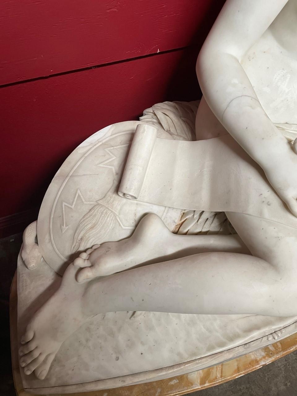 Italian Marble Reclining Nude Life Size Maiden, Signed Rinaldo Rinaldi 13