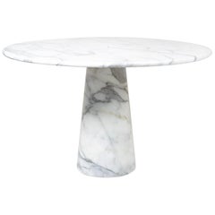 Italian Marble Round Dining Table in the Style of Angelo Mangiarotti, 1970s