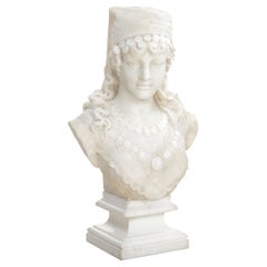 Italian Marble Sculpture “Bust of a Romani Woman” '1887' by E. Zellalini