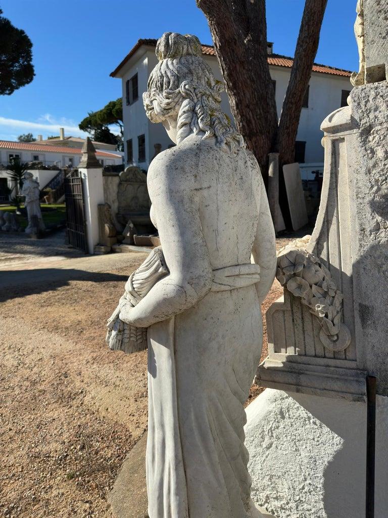 Hand-Carved Italian Marble Sculpture Early 20th Century H: 200cm For Sale