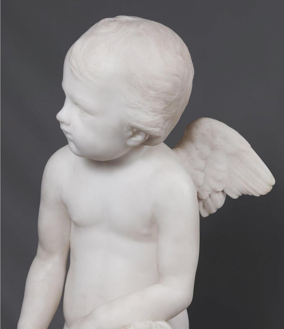 Italian Marble Sculpture of a Cherub Forging Love by Pio Fedi In Good Condition For Sale In Lantau, HK