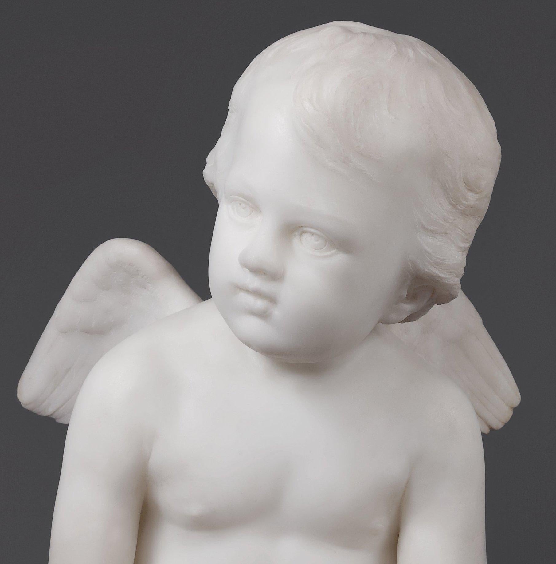 Italian Marble Sculpture of a Cherub Forging Love by  Pio Fedi For Sale 2