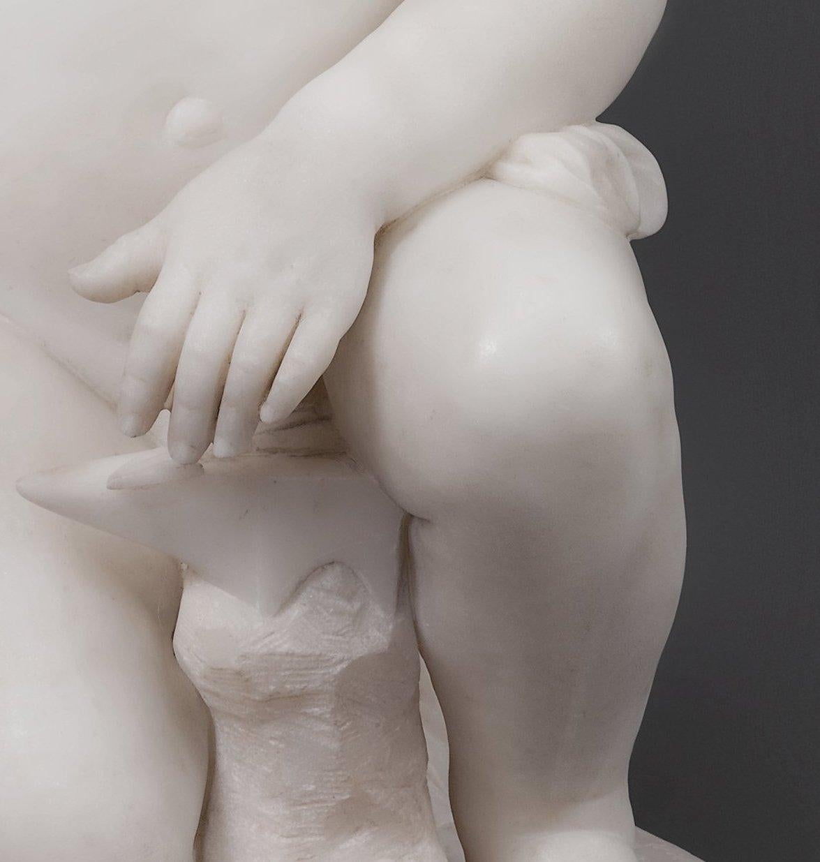 Italian Marble Sculpture of a Cherub Forging Love by  Pio Fedi For Sale 3