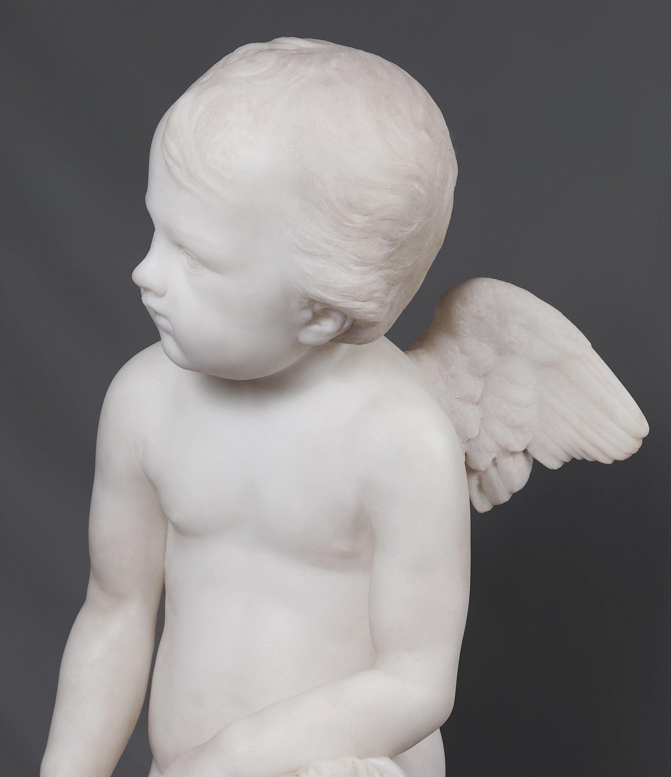 Italian Marble Sculpture of a Cherub Forging Love by  Pio Fedi For Sale 5