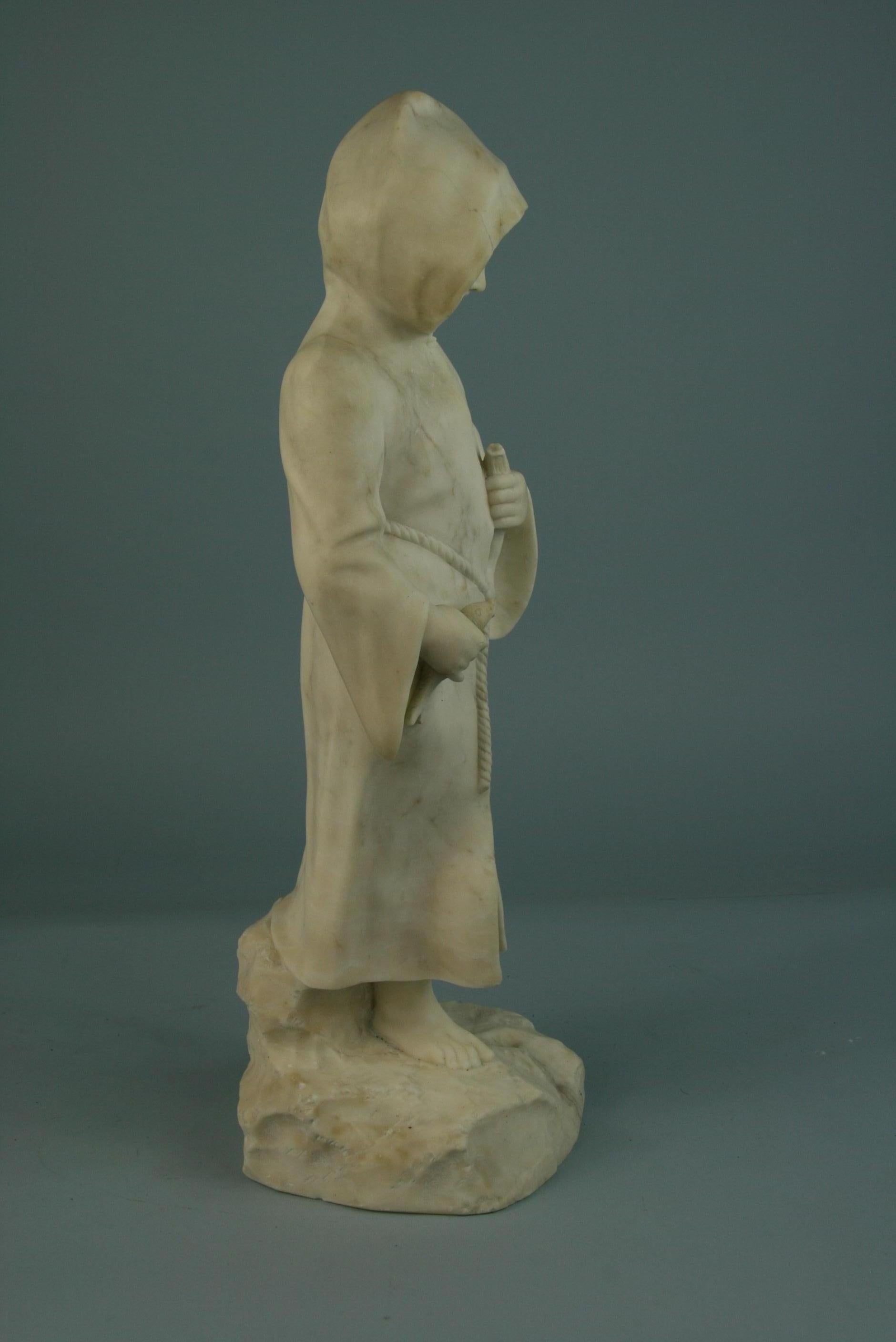 Italian Marble Sculpture of a Robed Child  Holding Two Fishes, Late 19th Century For Sale 3