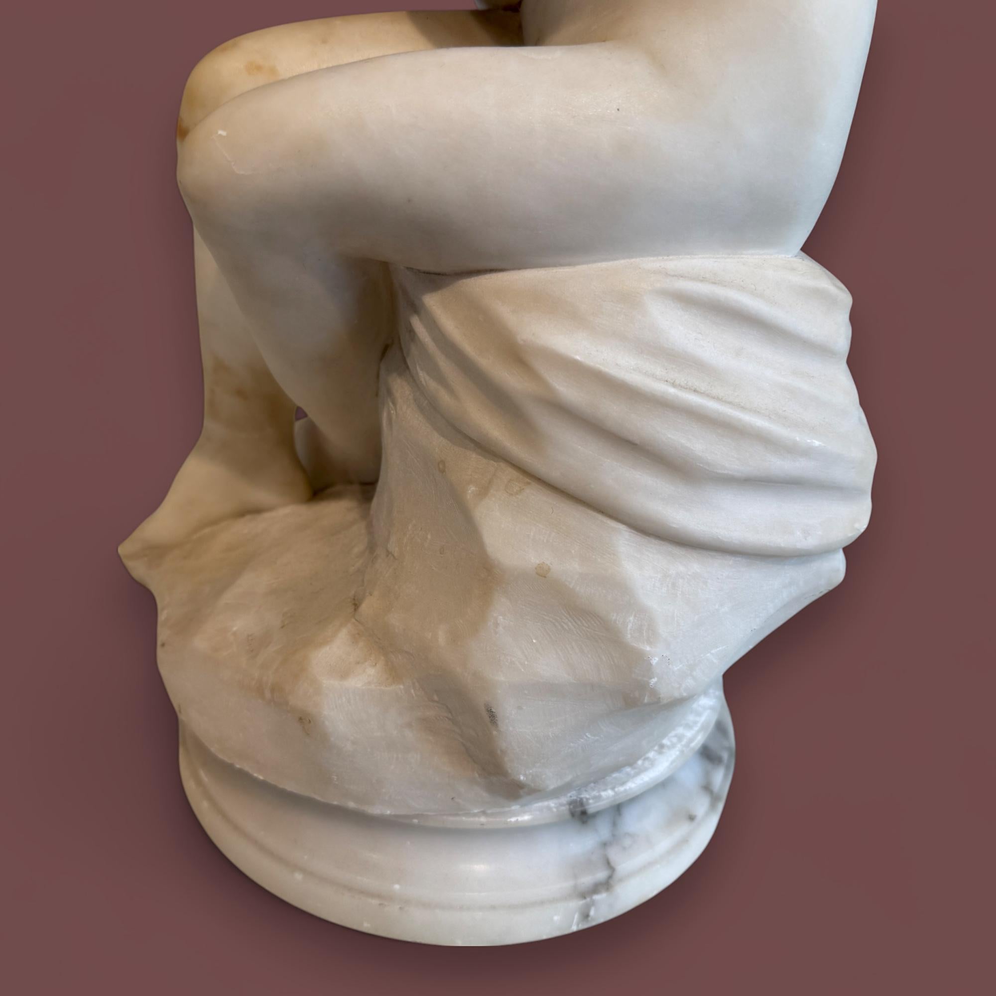 Italian Marble Sculpture of a Seated Winged Figure, 19th Century For Sale 7